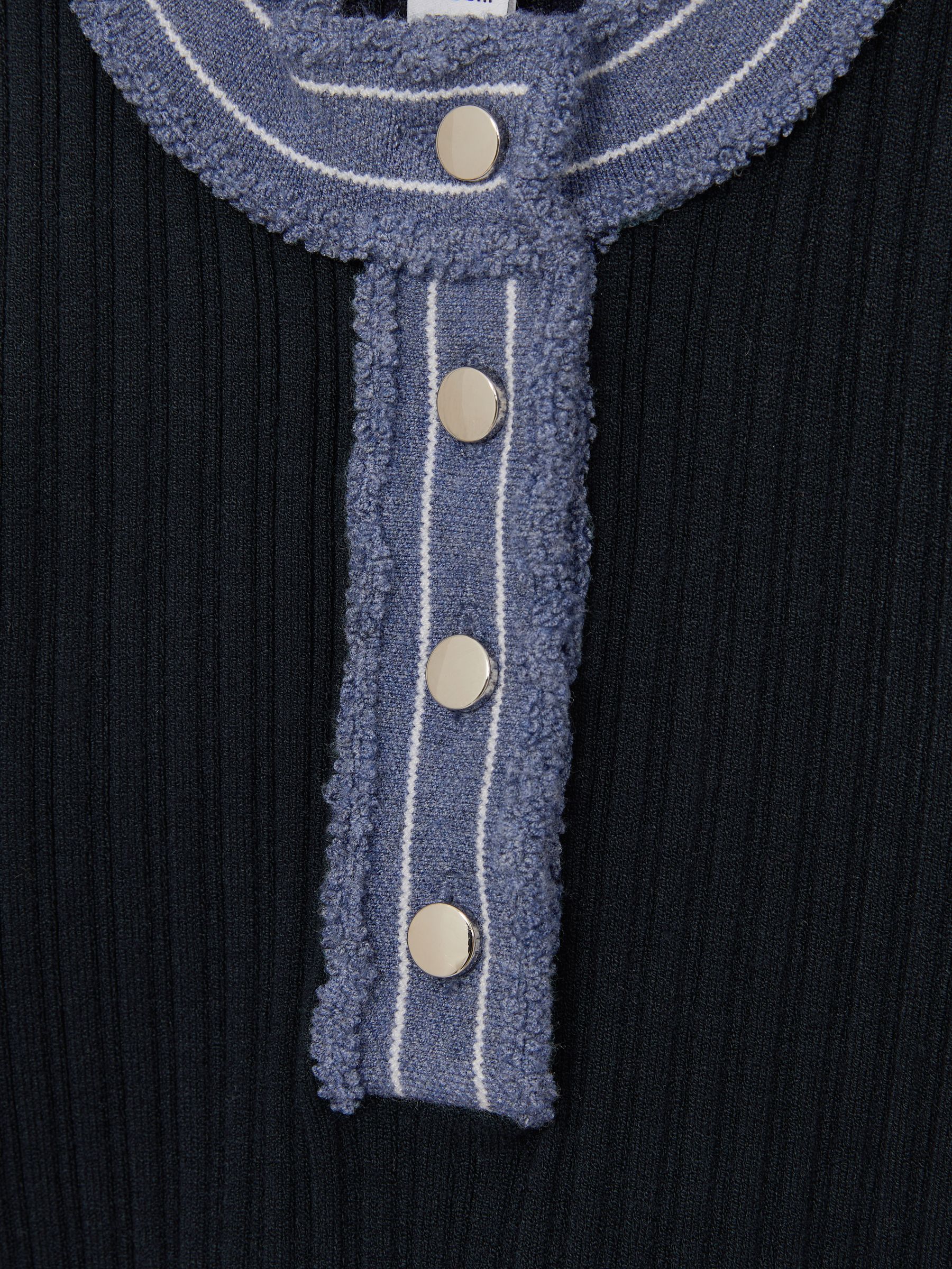 4-9 yrs Contrast-Trim Rib-Knit Dress in Navy - Image 4 of 4