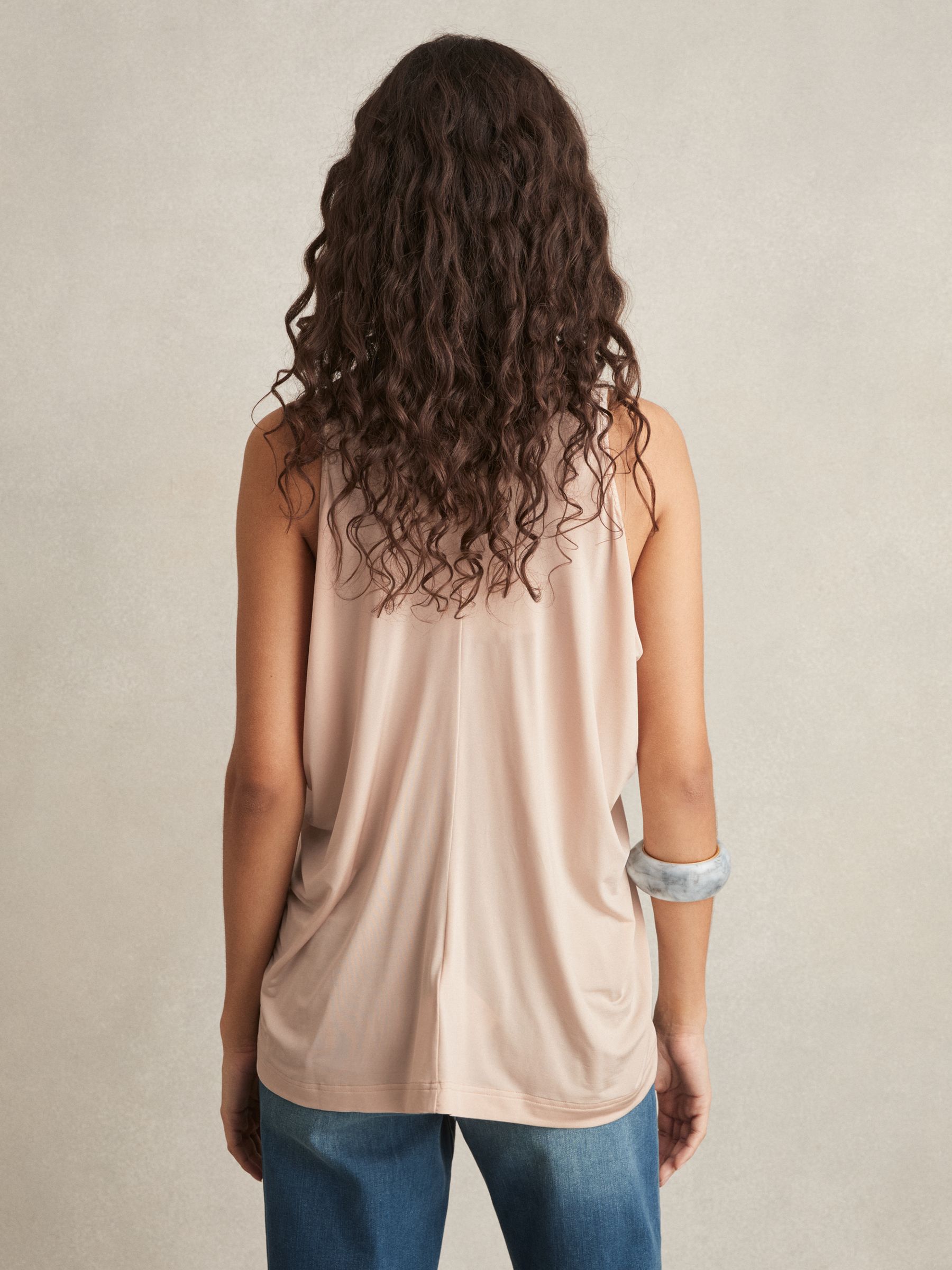 Draped V-Neck Sleeveless Top in Pink - image 5