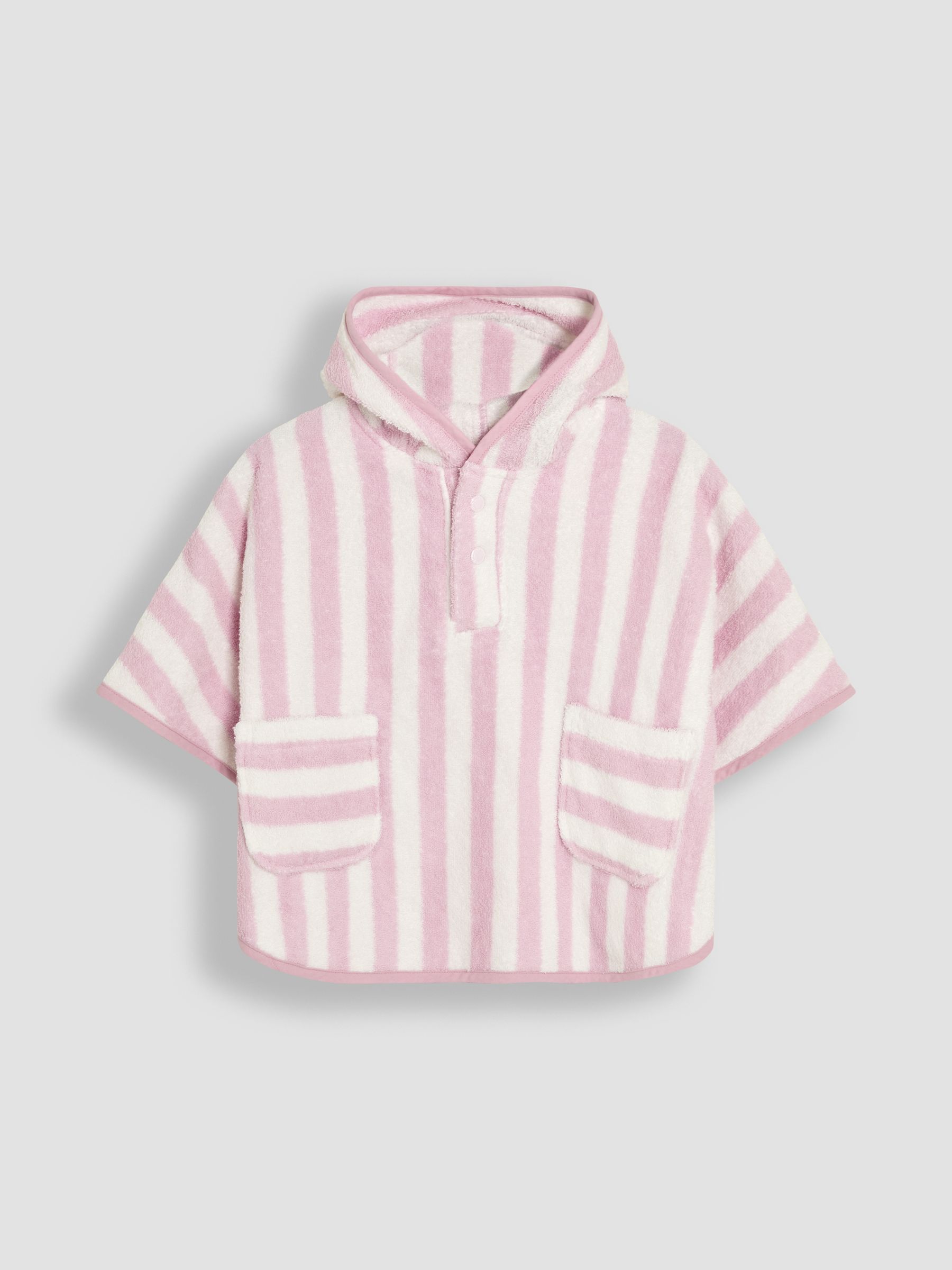 Pink Stripe Towelling Poncho - Image 1 of 3