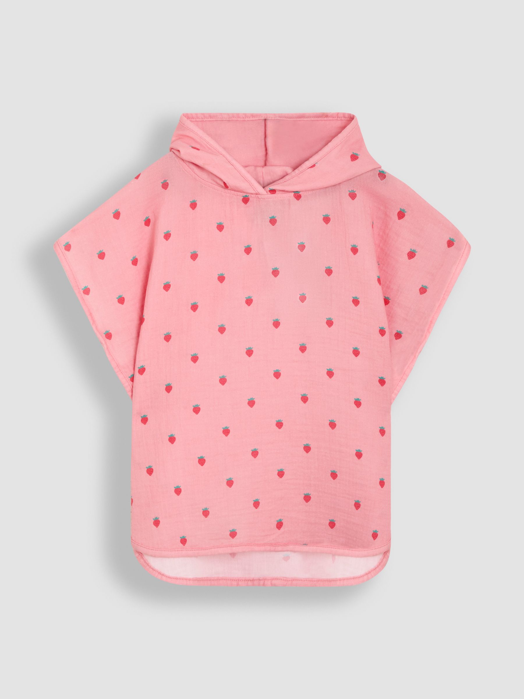 Pink 100% Cotton Strawberry Muslin Poncho - Image 1 of 3