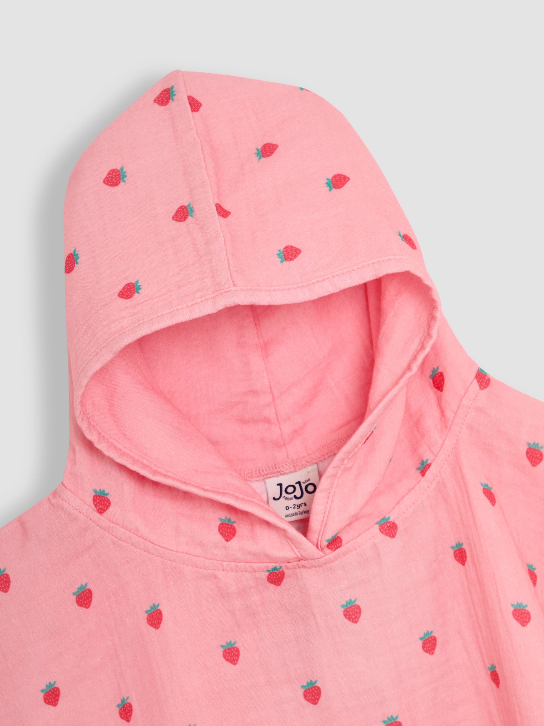Pink 100% Cotton Strawberry Muslin Poncho - Image 3 of 3