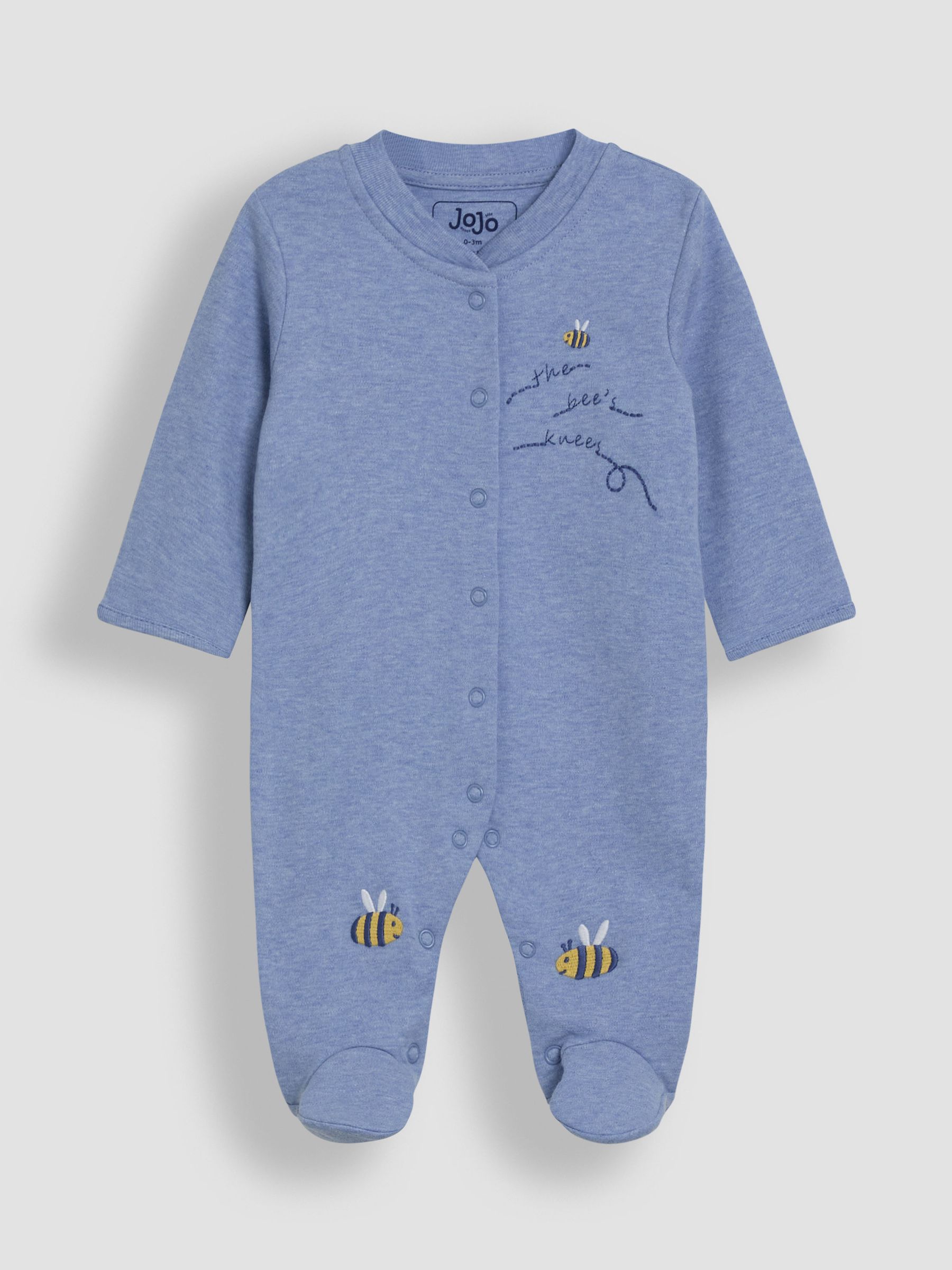 Blue Cotton Footed Appliqué Popper Sleepsuit - Image 4 of 6