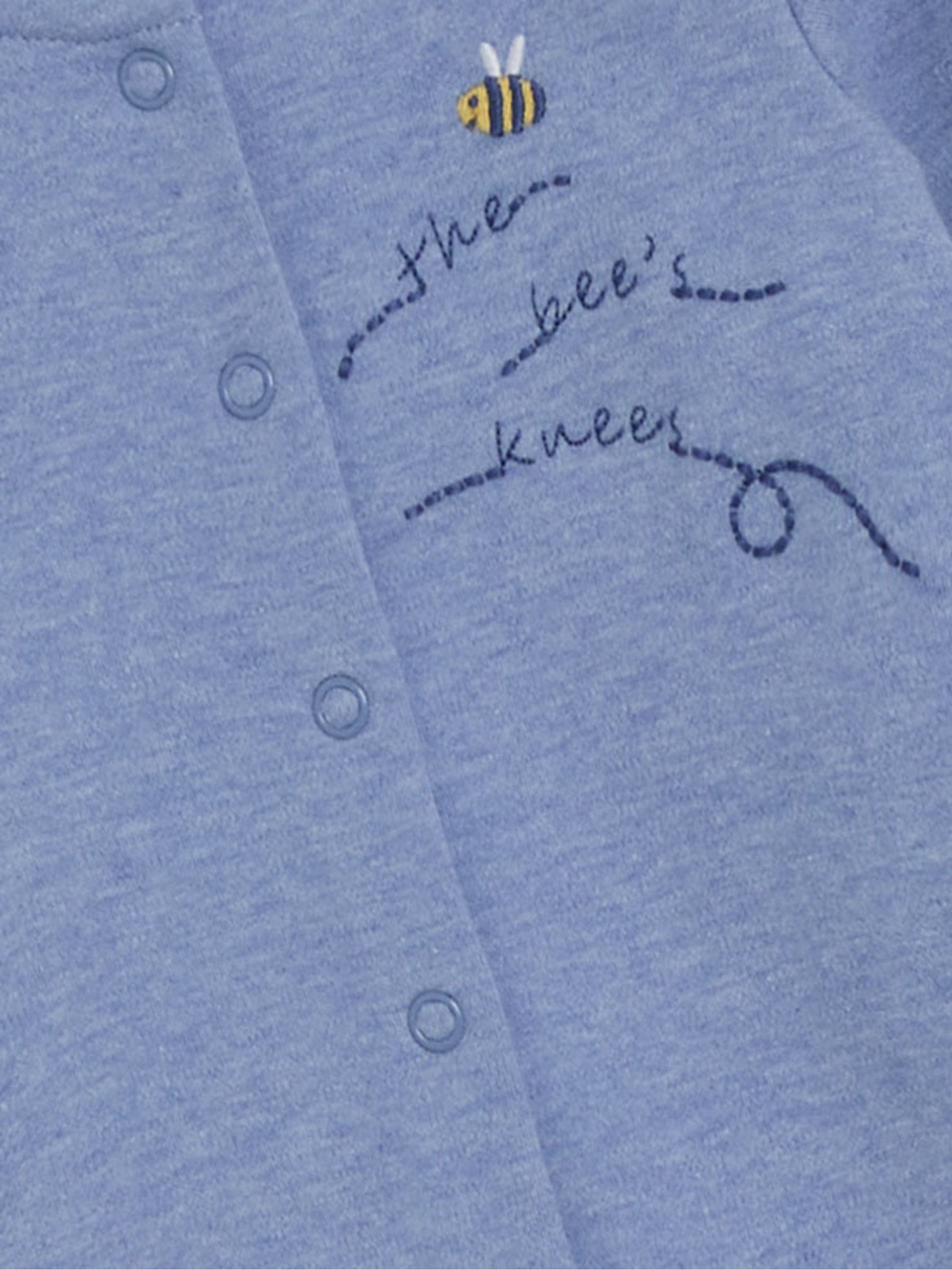 Blue Cotton Footed Appliqué Popper Sleepsuit - Image 6 of 6