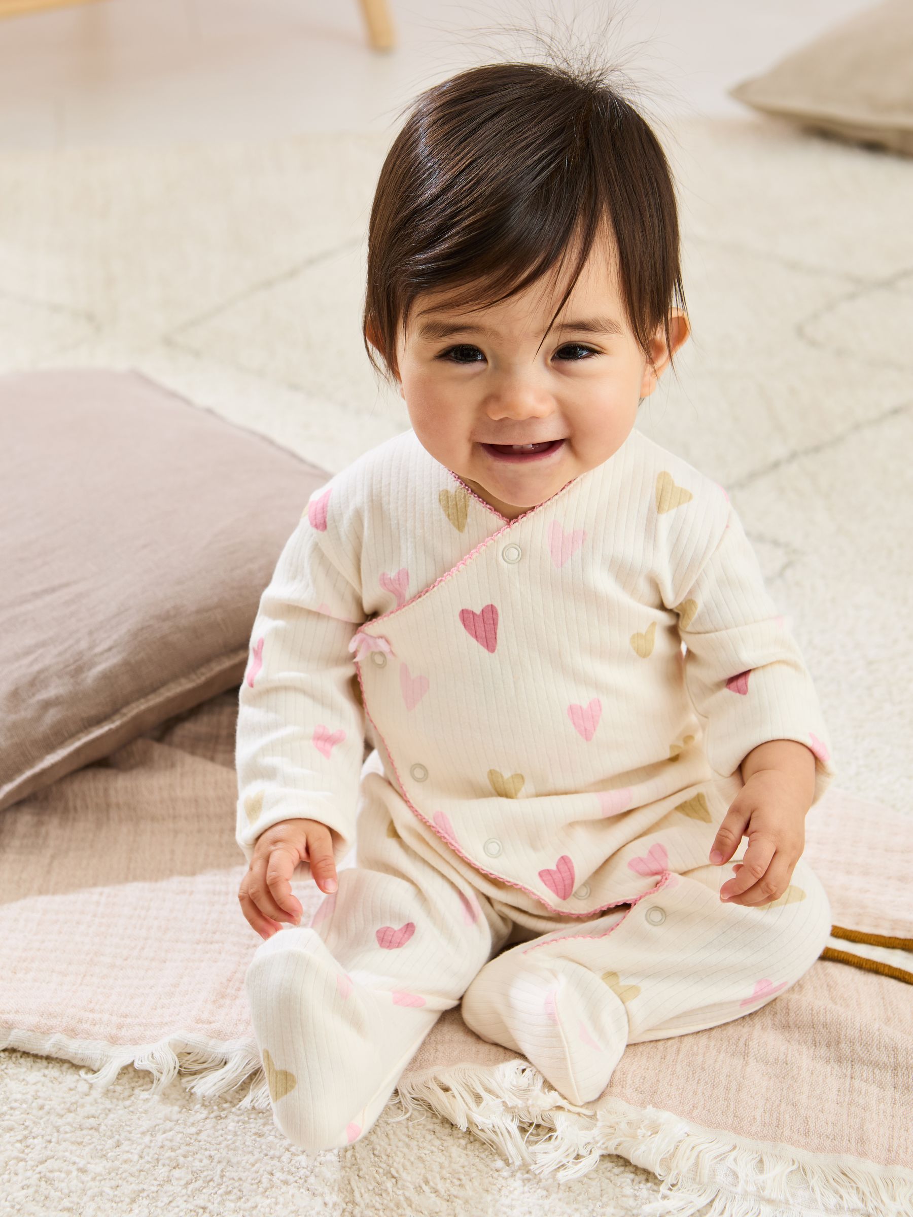 Stone Footed Cross-Over 100% Cotton Sleepsuit - Image 1 of 5
