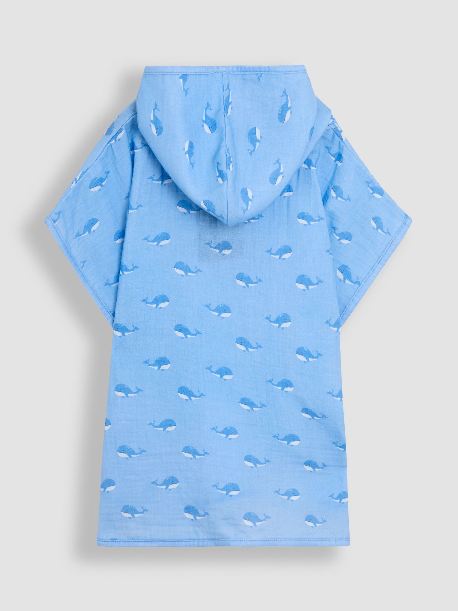 Blue 100% Cotton Whale Muslin Poncho - Image 2 of 3