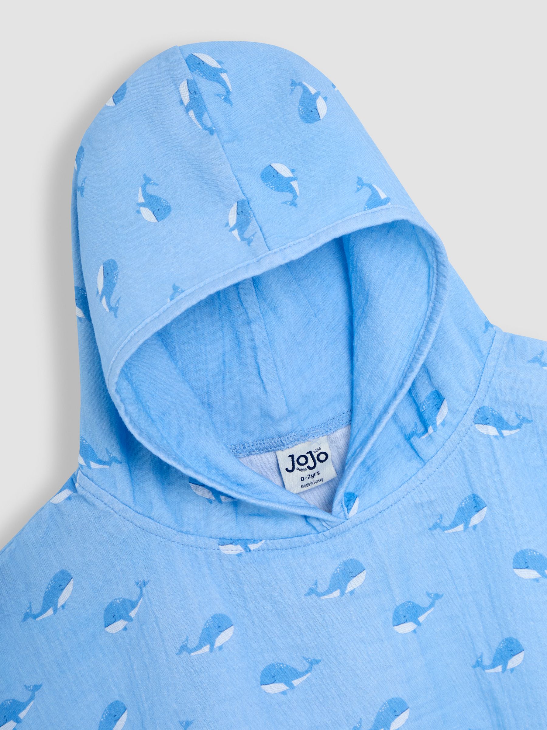 Blue 100% Cotton Whale Muslin Poncho - Image 3 of 3