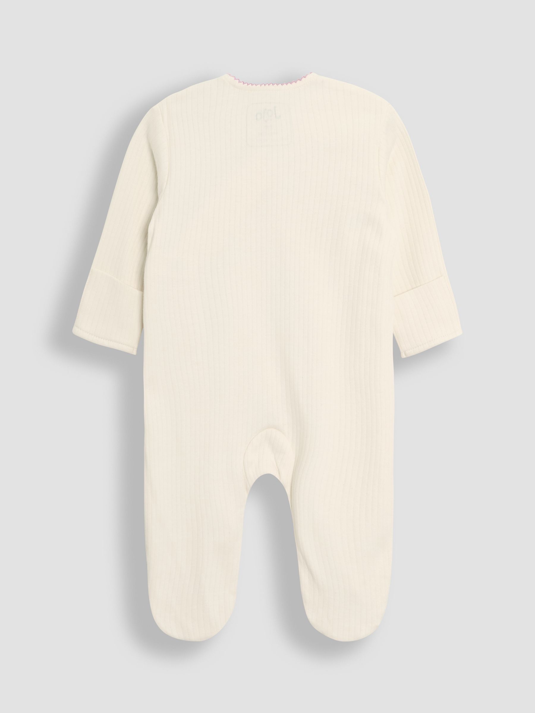 Stone Cotton Footed Embroidered Cross-Over Sleepsuit - Image 5 of 6