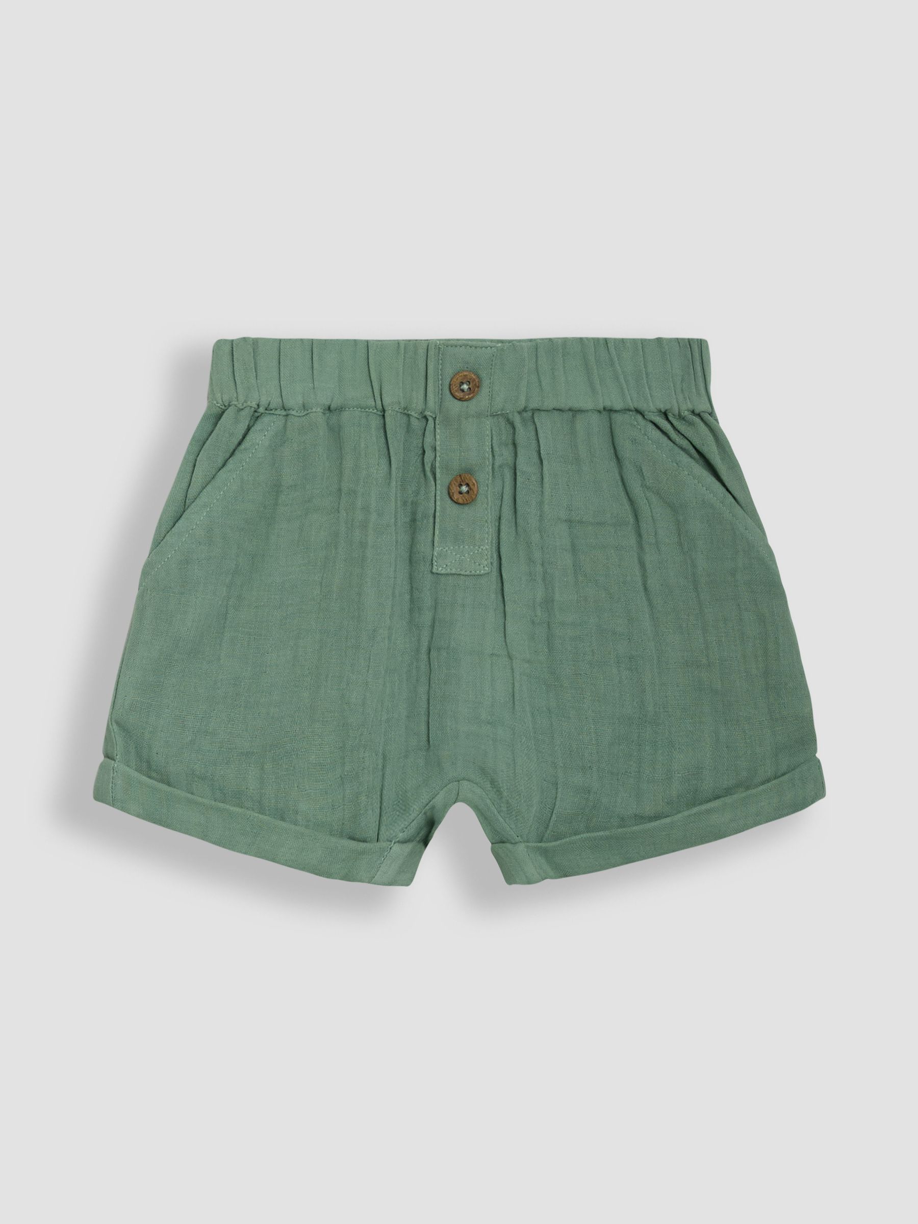 Natural Stone & Khaki Green 2-Pack Cheesecloth Shorts - Image 2 of 5