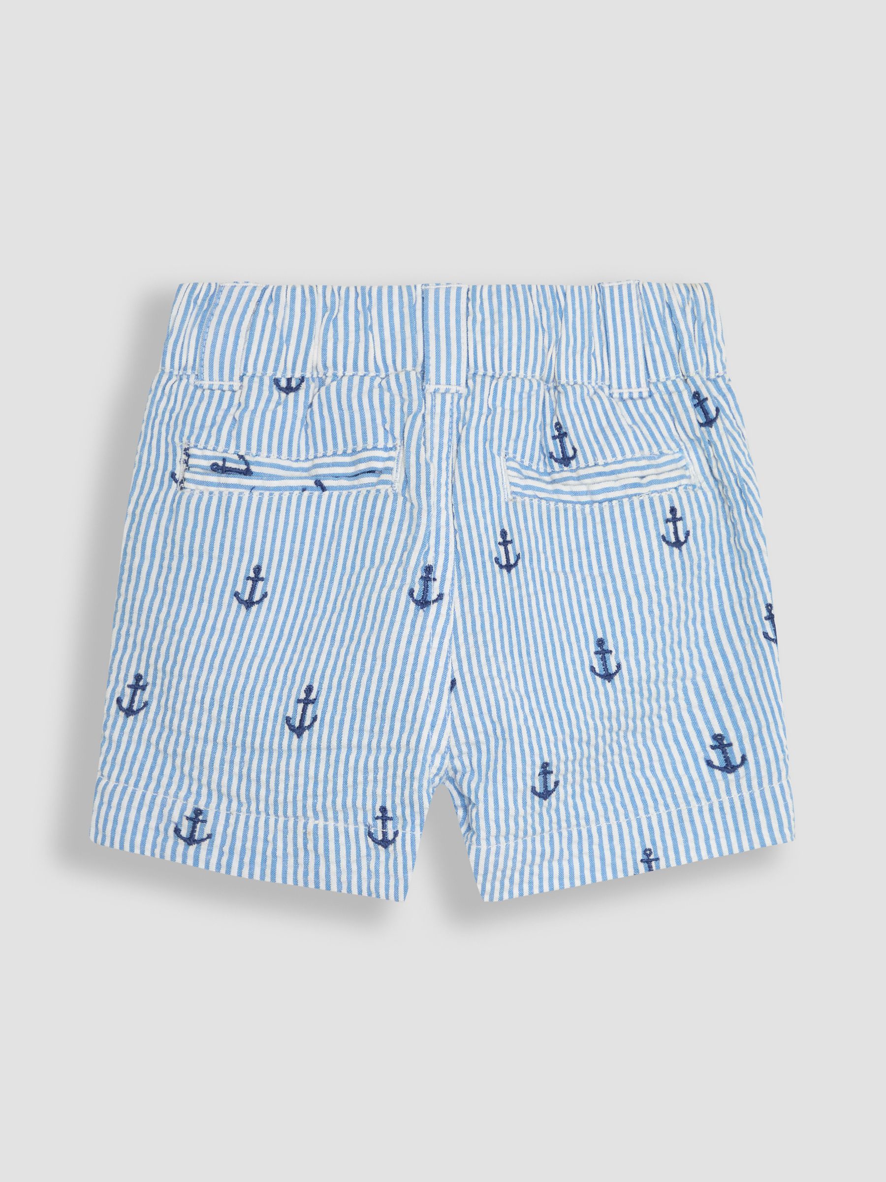 Blue Anchor Embroidered Seersucker 100% Cotton Shorts - Image 2 of 3