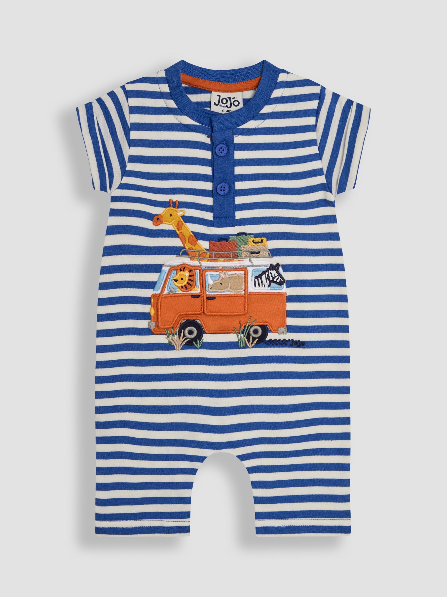 Cobalt Blue Safari 2-Piece Appliqué Romper & Hat Set - Image 2 of 5