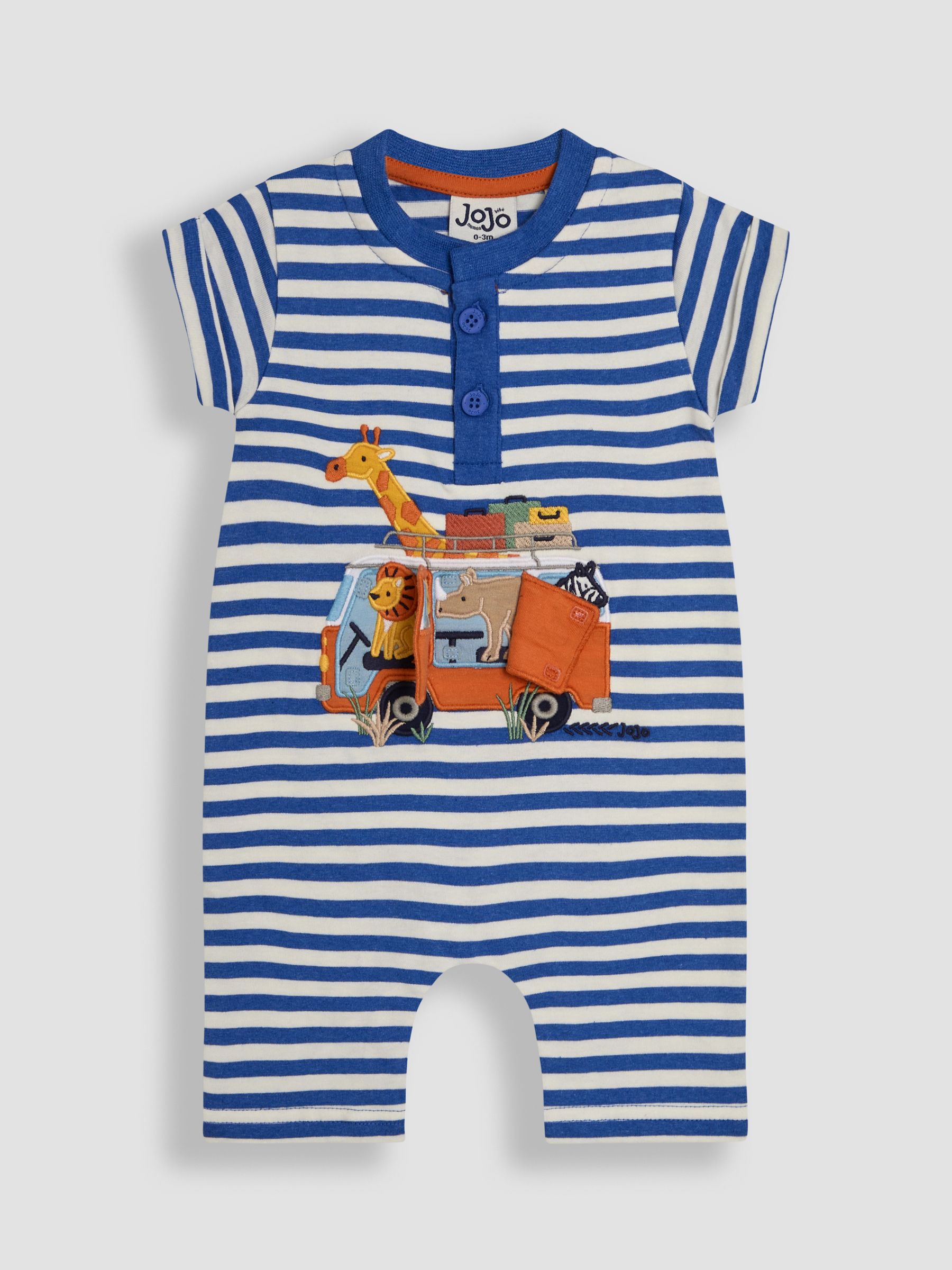 Cobalt Blue Safari 2-Piece Appliqué Romper & Hat Set - Image 3 of 5