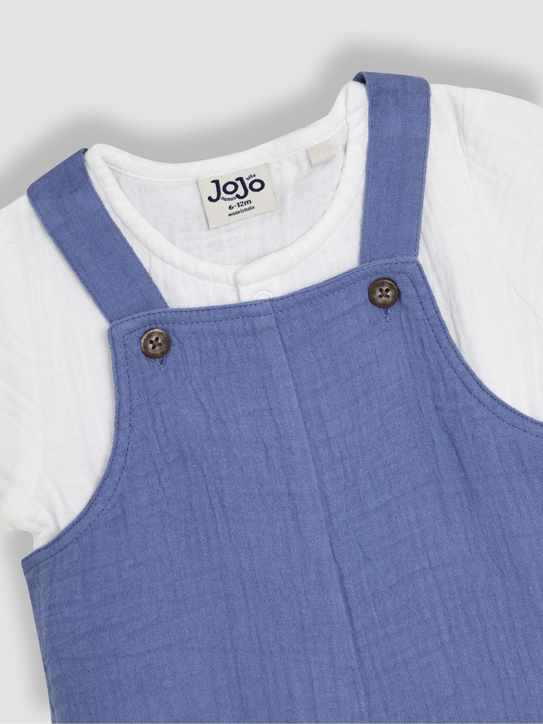 Blue Cheesecloth 100% Cotton Dungarees & Shirt Body Set - Image 6 of 7