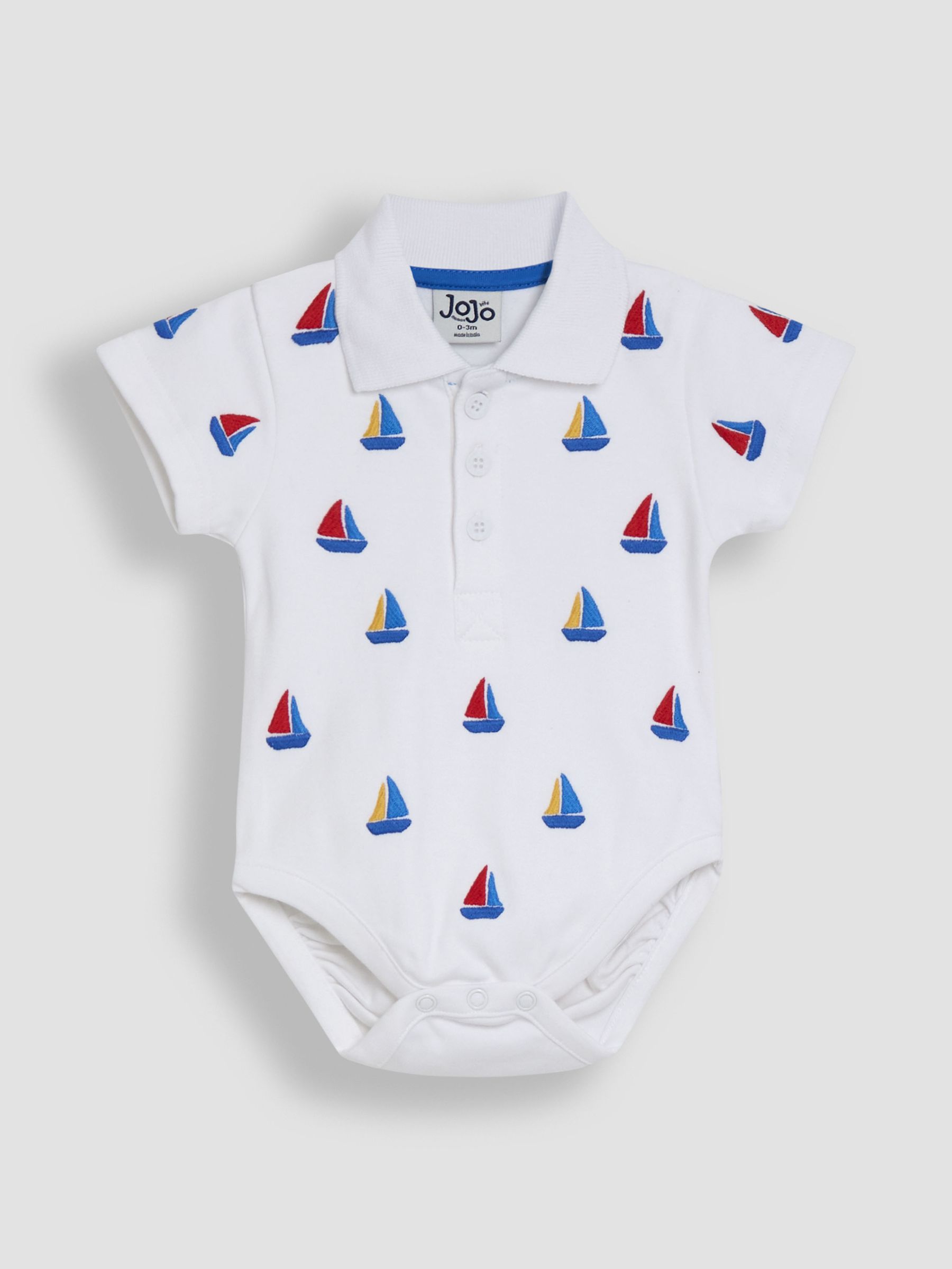 White Boat Embroidered Polo Shirt Bodysuit - Image 1 of 3
