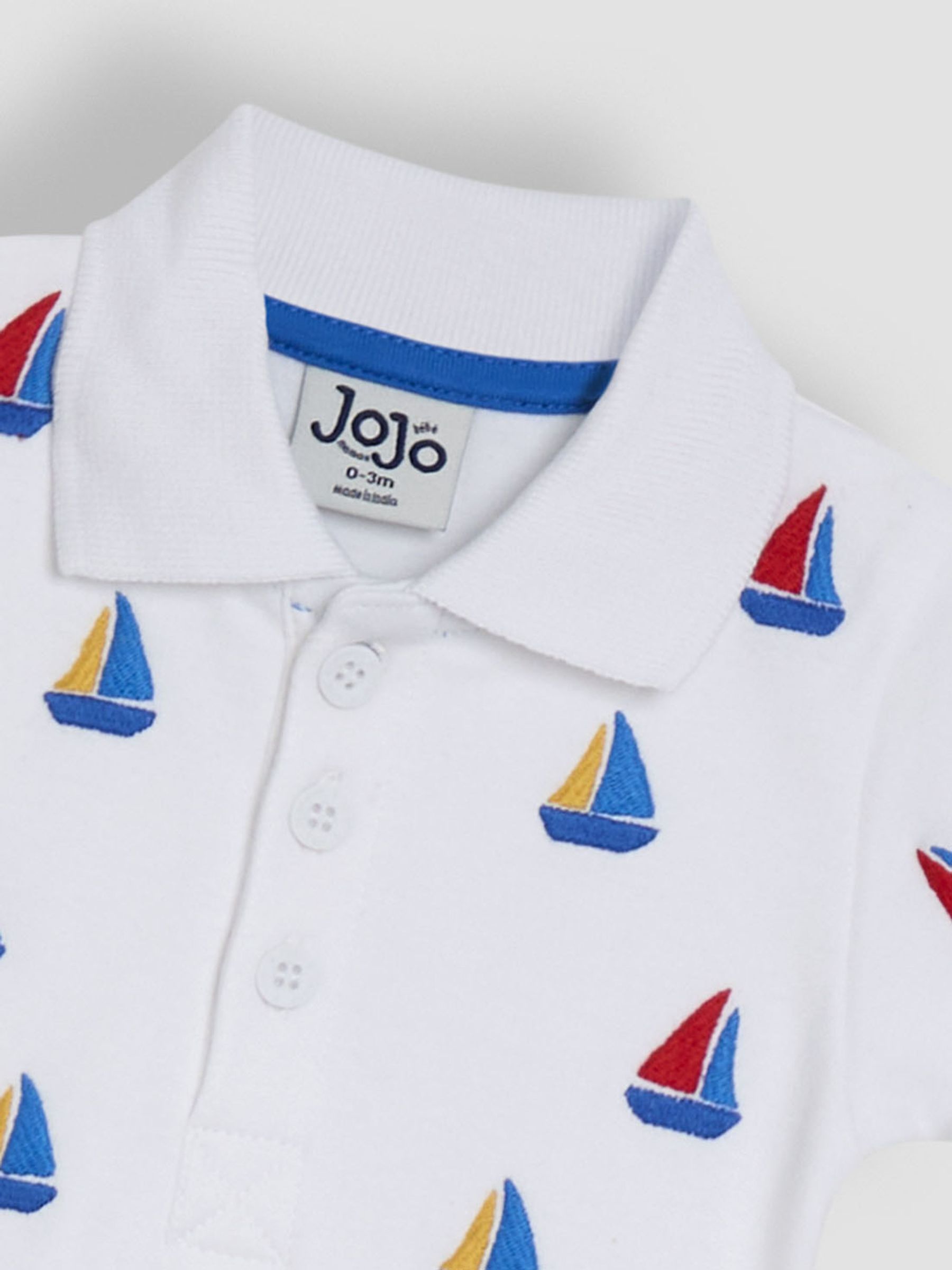 White Boat Embroidered Polo Shirt Bodysuit - Image 3 of 3