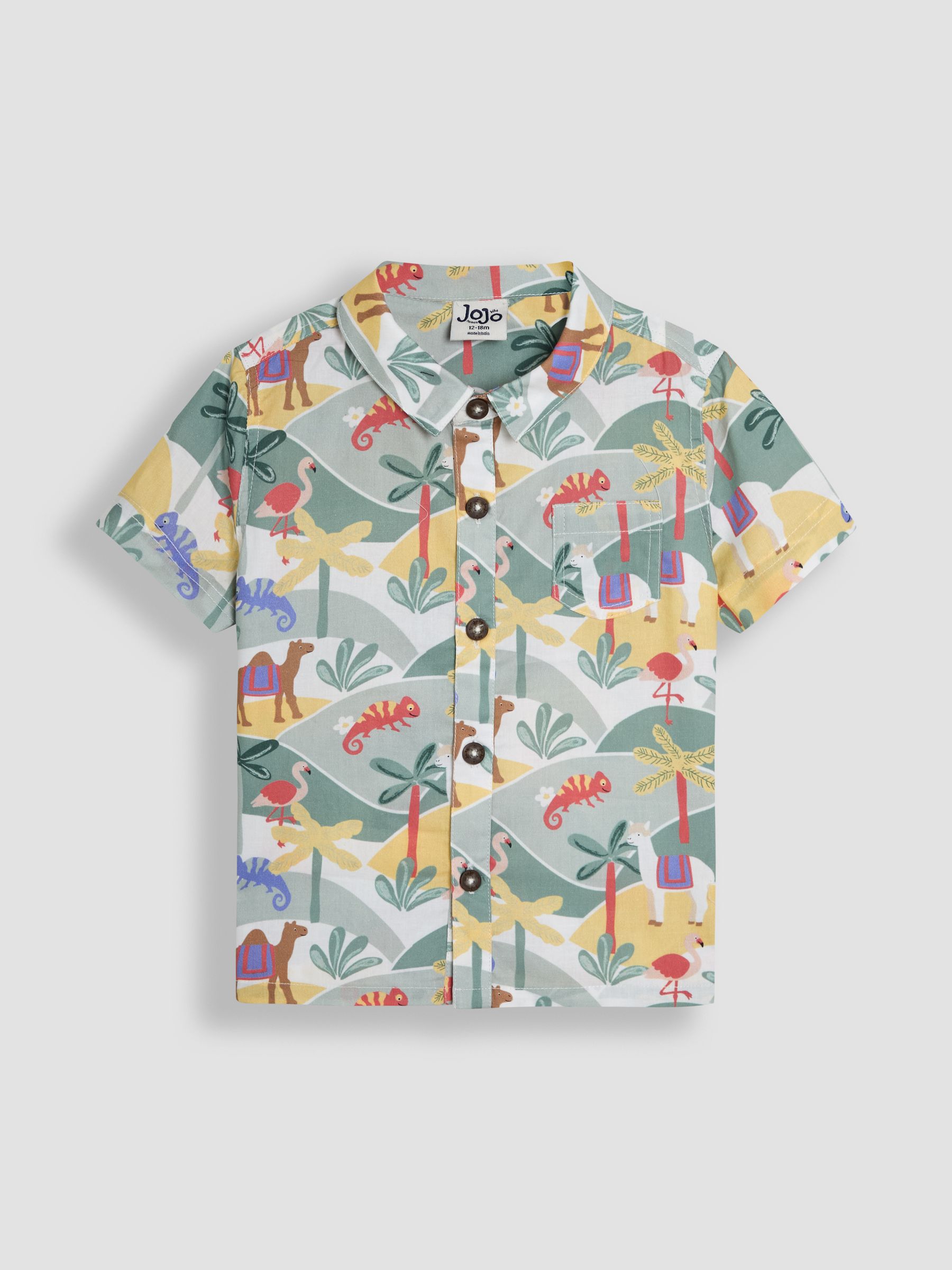Khaki Green Tropical Cheesecloth Shirt - Image 1 of 3