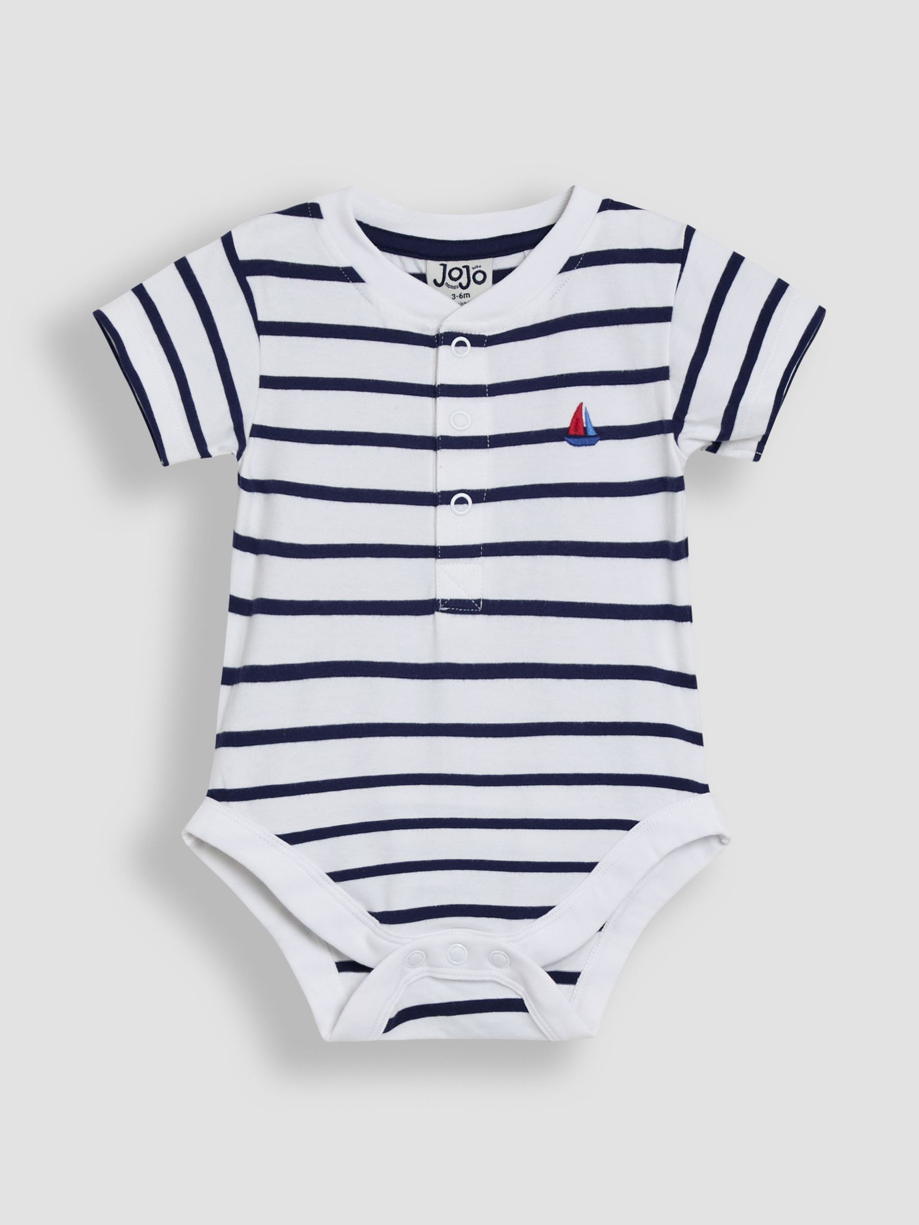 White 2-Pack Sailboat Stripe & Plain Bodysuits - Image 2 of 5