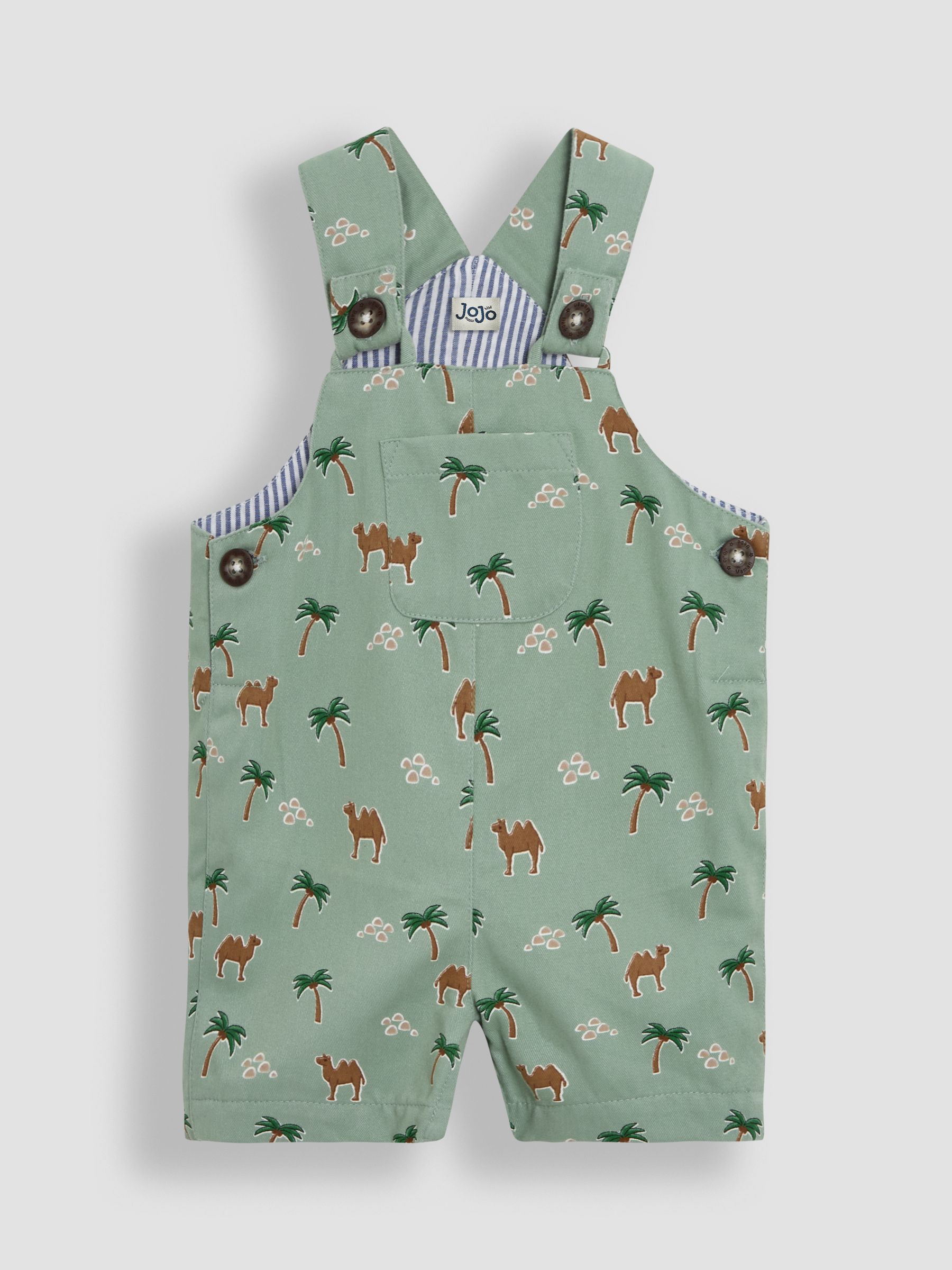 Khaki Green Camel Printed Twill Dungarees - Image 1 of 3