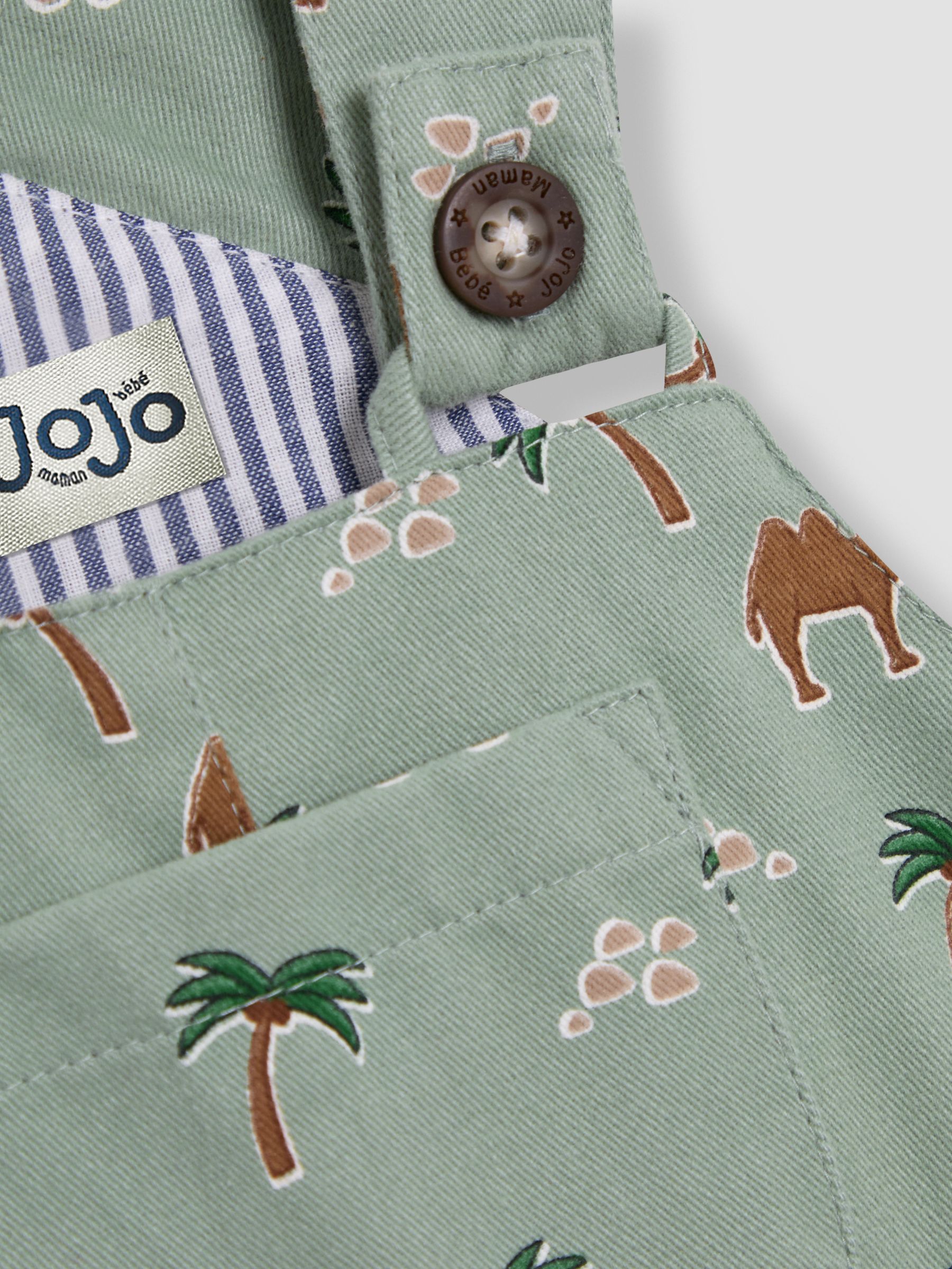Khaki Green Camel Printed Twill Dungarees - Image 3 of 3