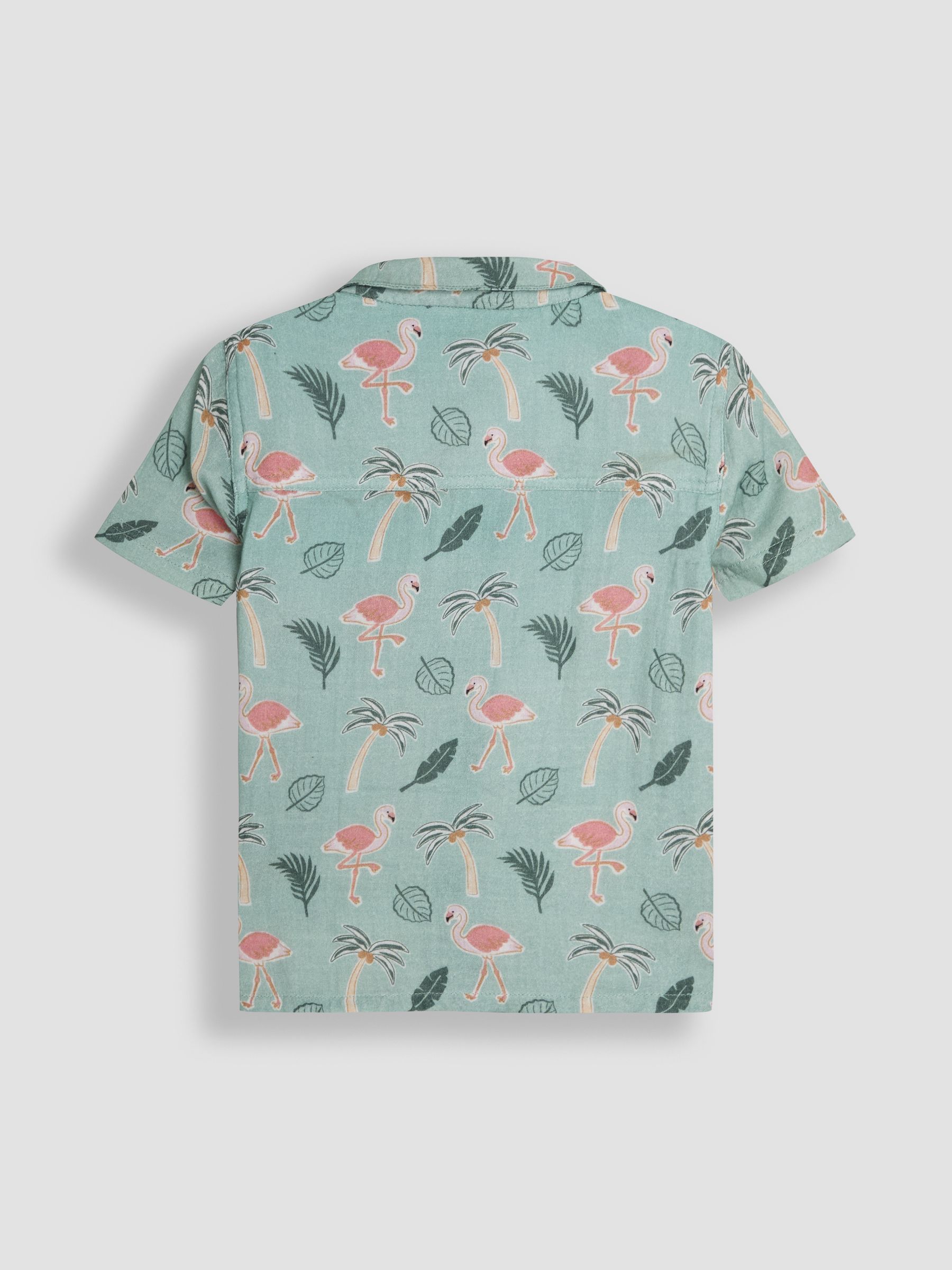 Khaki Green Flamingos Cheesecloth Shirt - Image 2 of 3