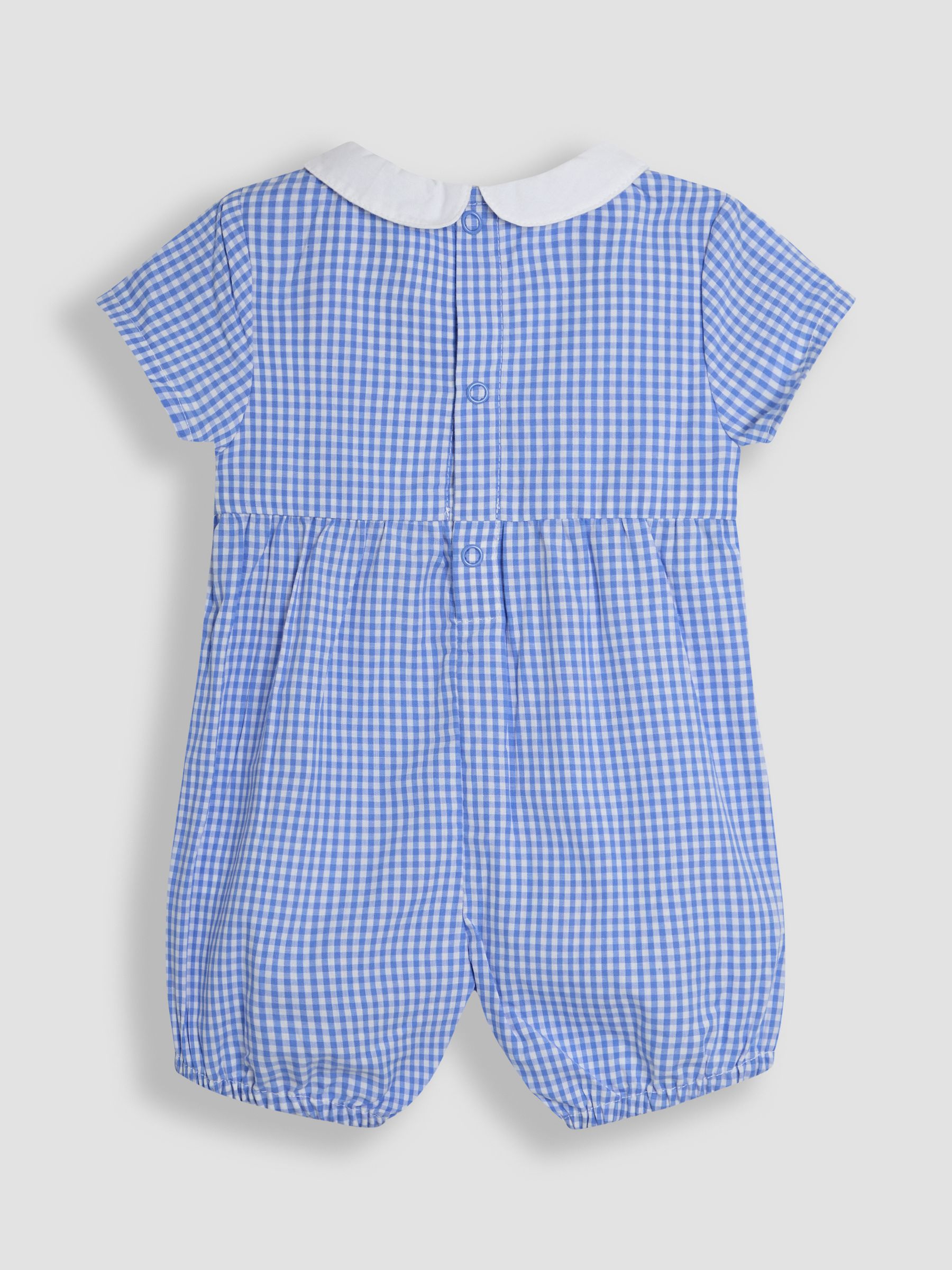 Blue Stripe Whale Embroidered Smock Romper - Image 2 of 3