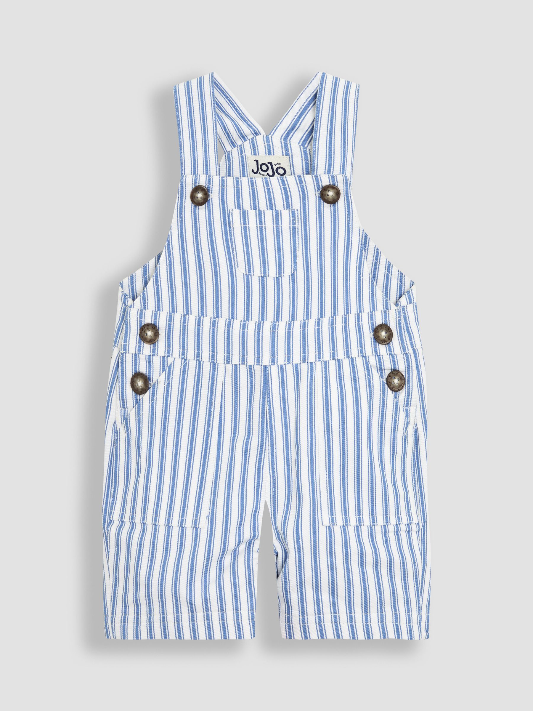 Blue Striped 100% Cotton Dungarees - Image 1 of 3