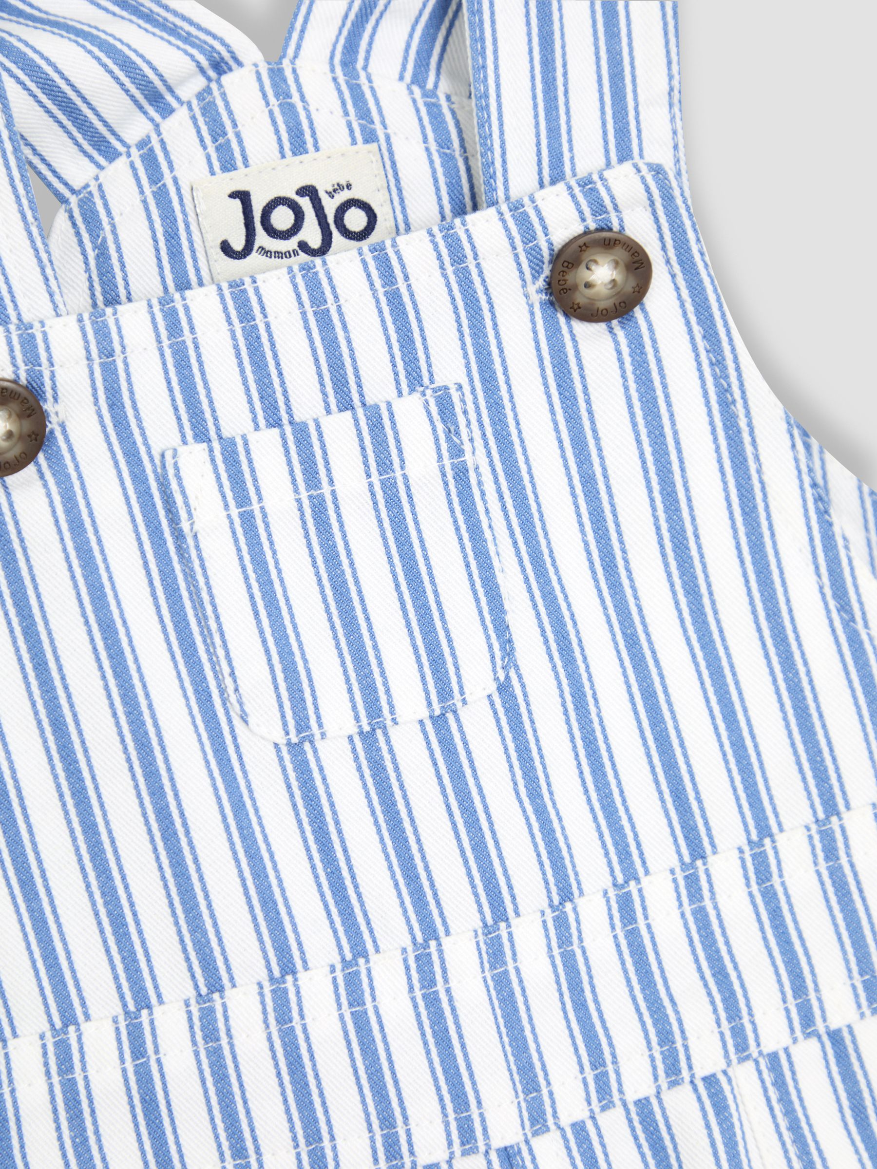 Blue Striped 100% Cotton Dungarees - Image 3 of 3