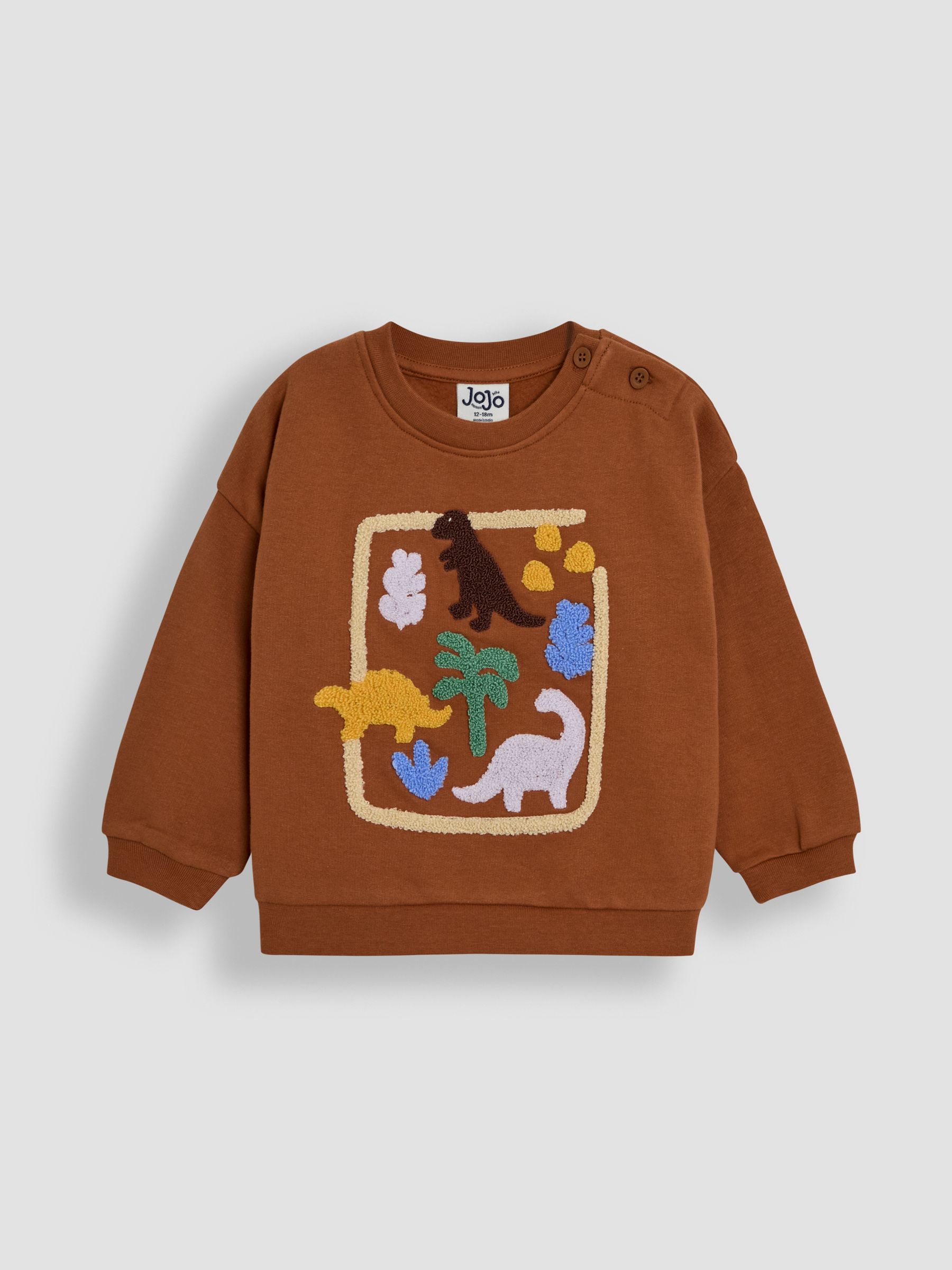 Brown Dino 100% Cotton Appliqué Sweatshirt - Image 4 of 6