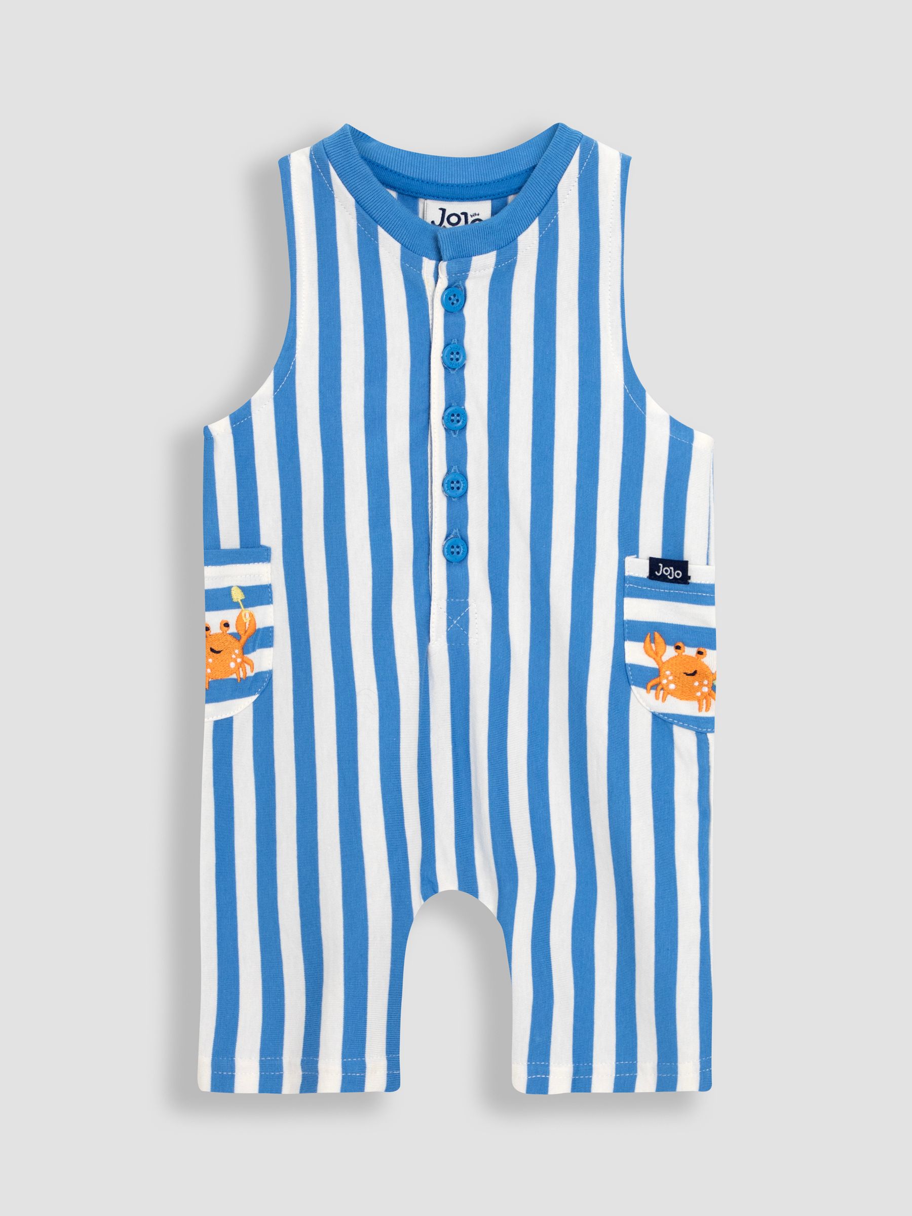 Sky Blue Crab 2-Piece Crab Appliqué Romper & Hat Set - Image 2 of 6