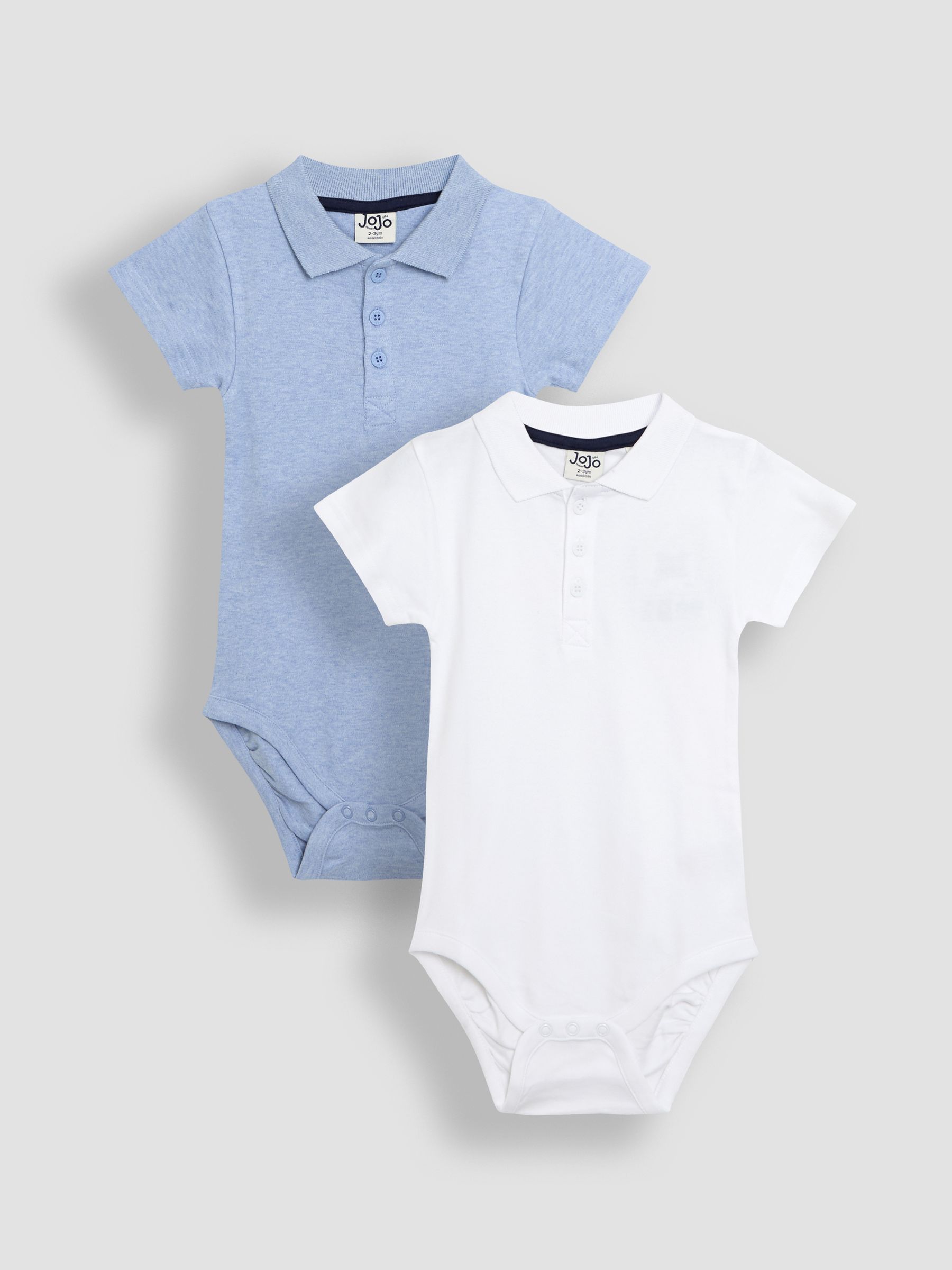 White 2-Pack Plain Polo Shirt Bodysuits - Image 1 of 5