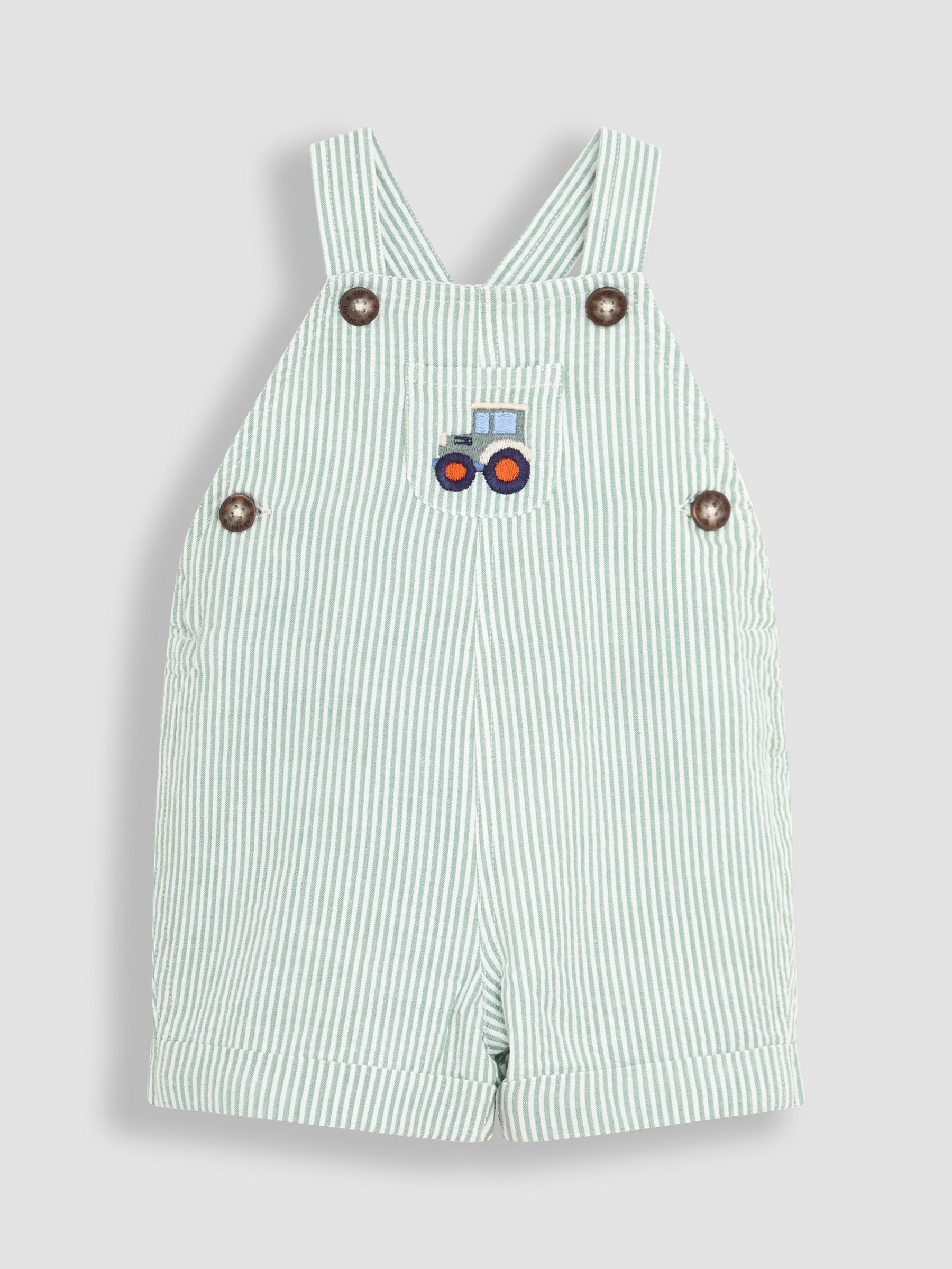 Sage Green Tractor Pocket Seersucker Dungarees - Image 1 of 3