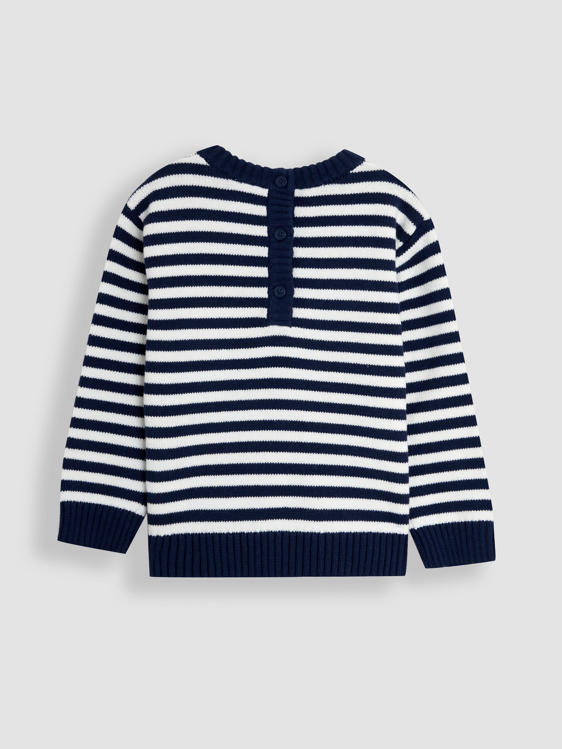 Ecru/Navy Stripe Crochet Sailboat 100% Cotton Jumper - Image 2 of 3