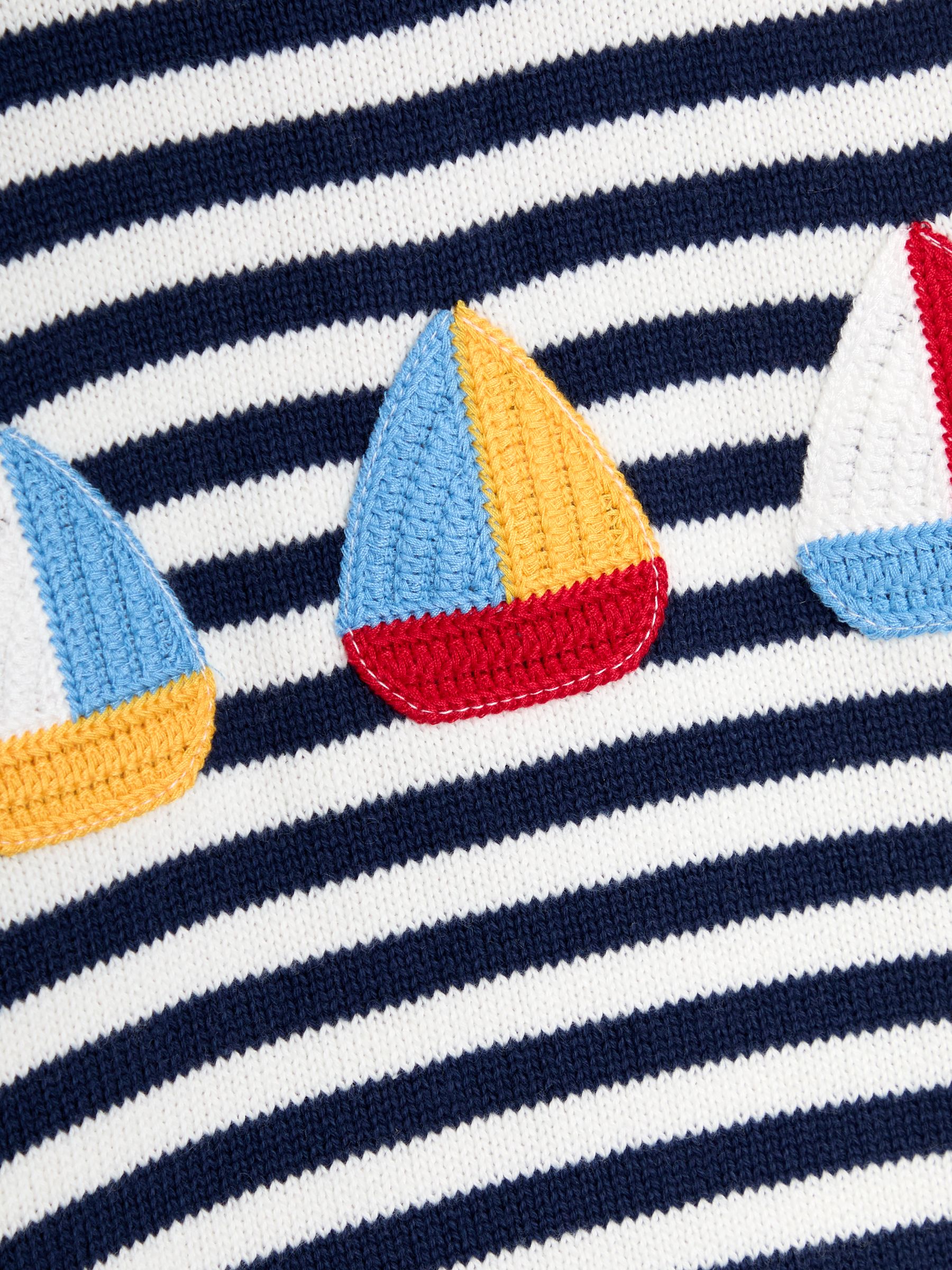 Ecru/Navy Stripe Crochet Sailboat 100% Cotton Jumper - Image 3 of 3