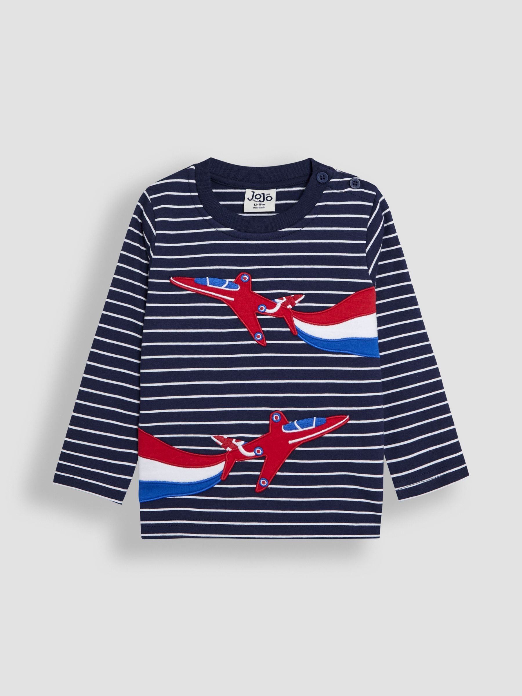 Navy Ecru Stripe Arrows Appliqué 100% Cotton Top - Image 1 of 3