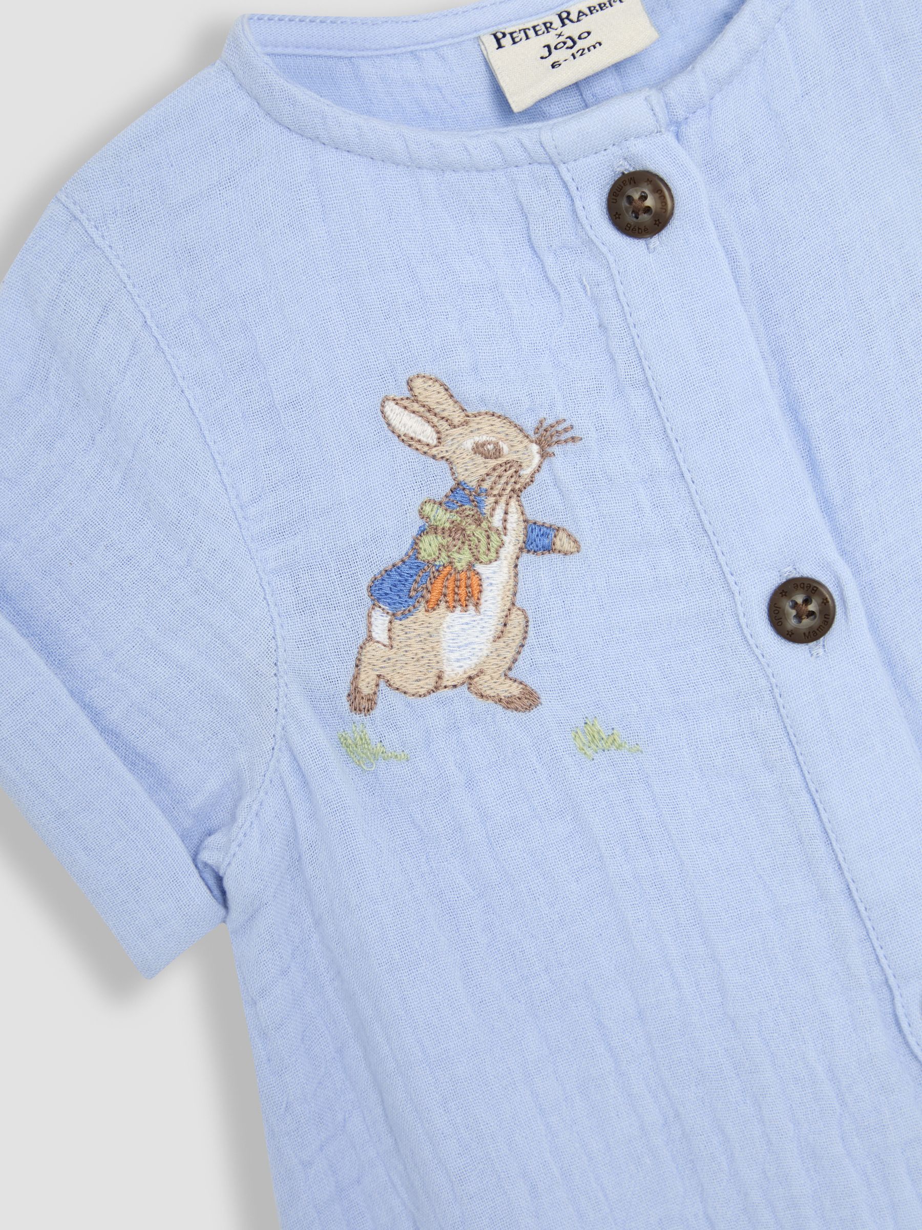 Blue Peter Rabbit™ Cheesecloth Button Front 100% Cotton Romper - Image 6 of 6