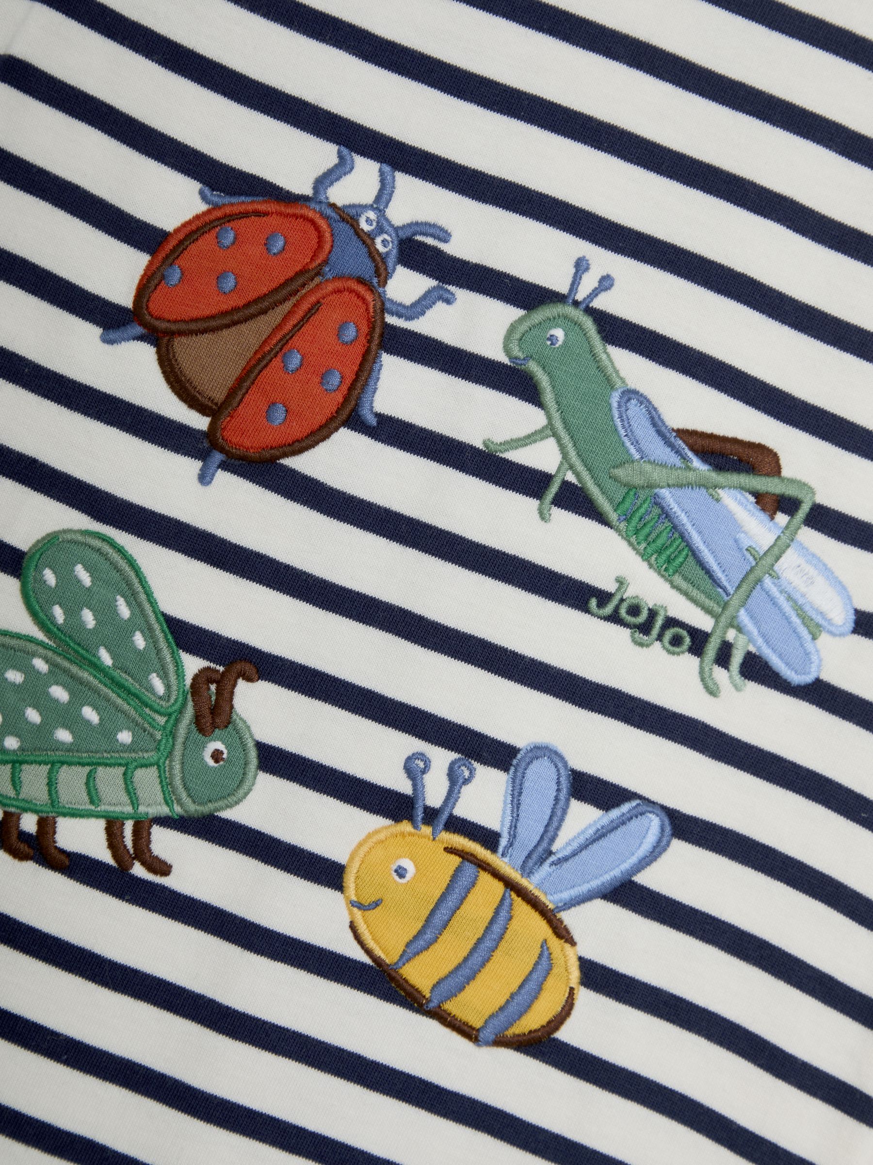 Navy Blue Stripe Bug Appliqué Romper - Image 3 of 3