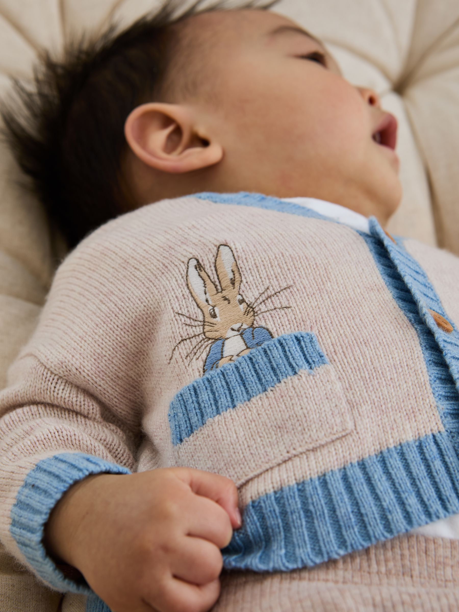 Natural Peter Rabbit™ Appliqué 100% Cotton Cardigan - Image 2 of 6