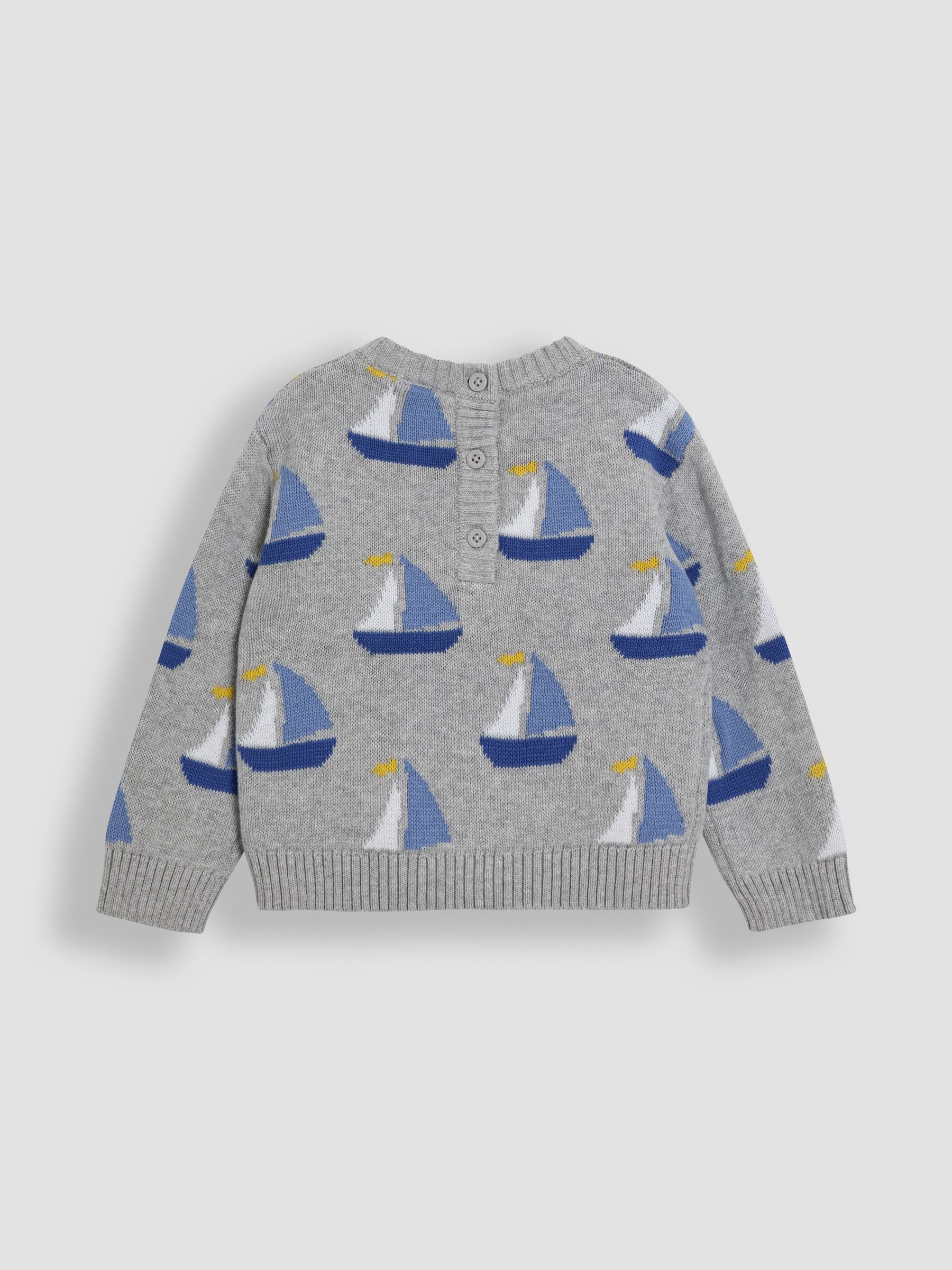 Marl Grey Sailboat 100% Cotton Jumper - Image 2 of 3