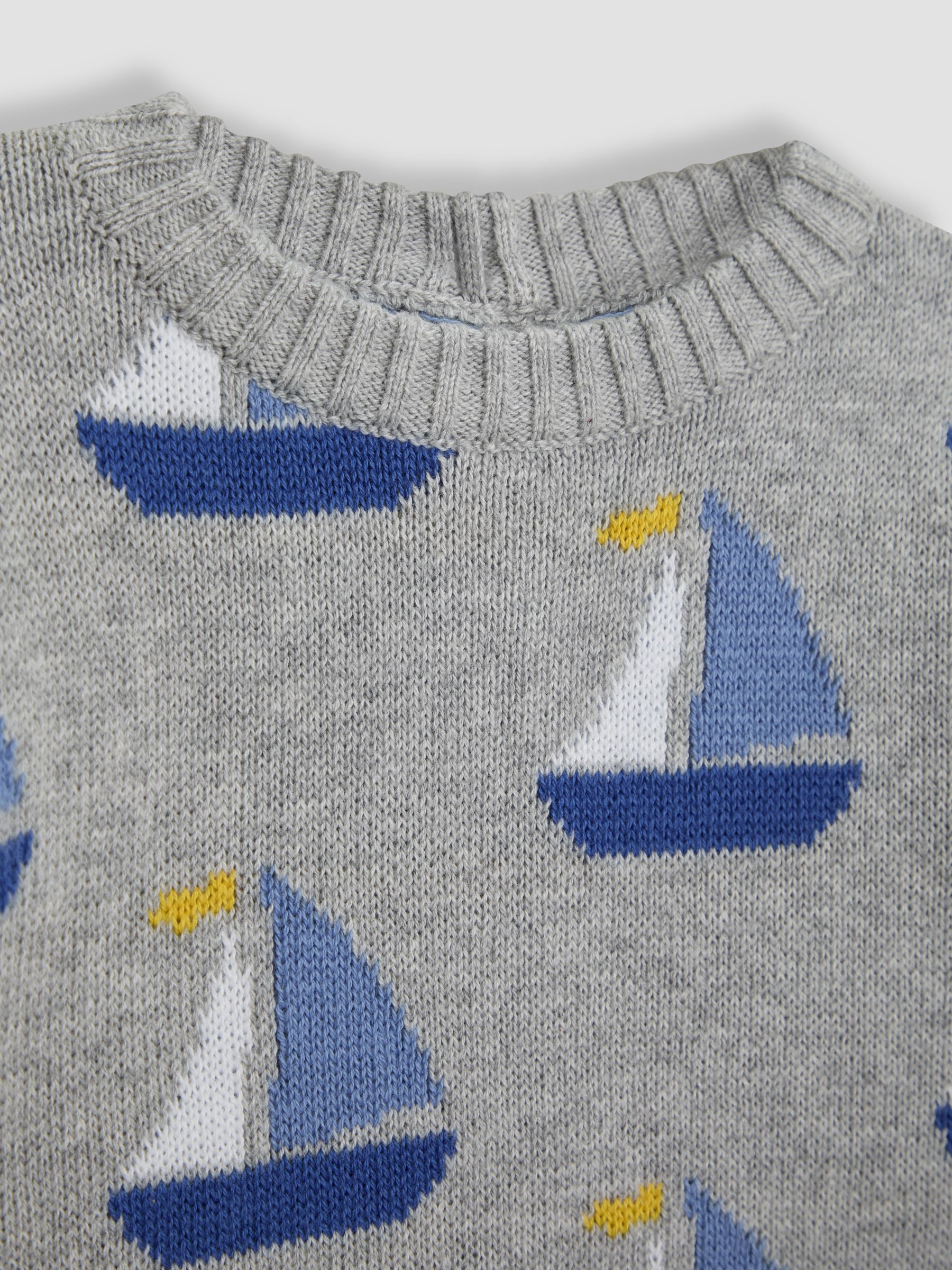Marl Grey Sailboat 100% Cotton Jumper - Image 3 of 3