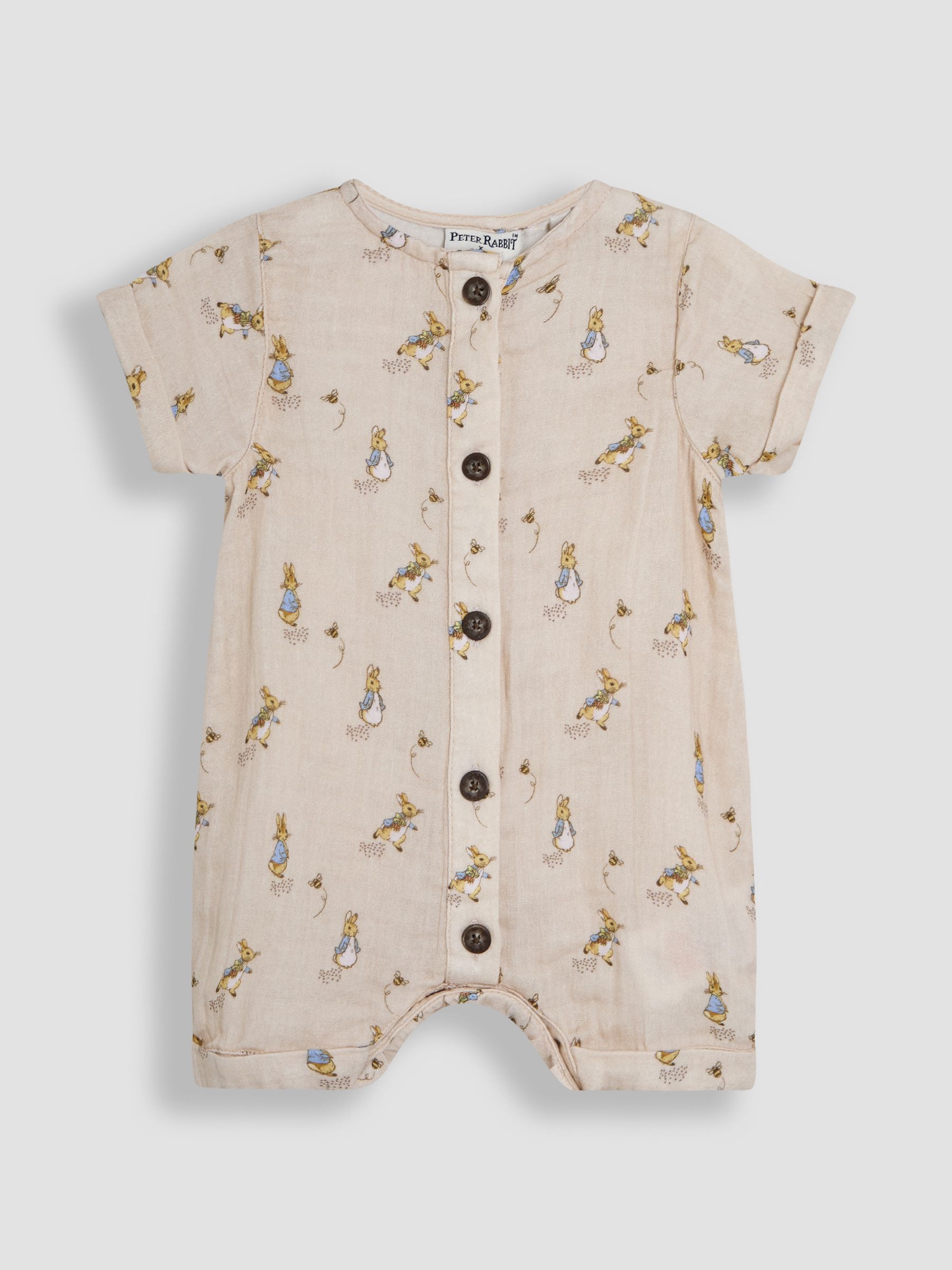 Stone Peter Rabbit™ Cheesecloth Button Front Romper - Image 1 of 3