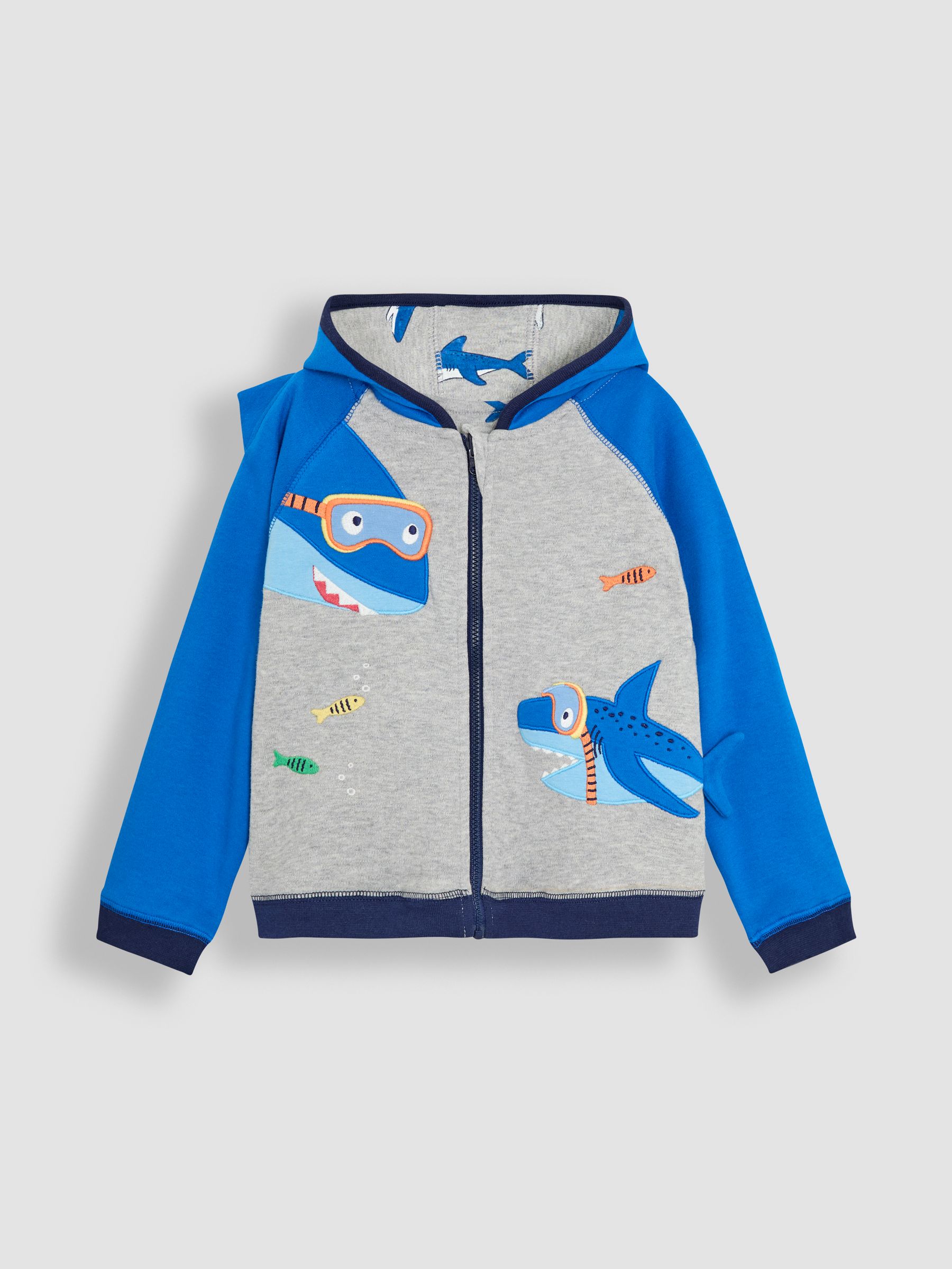 Grey Shark Appliqué Reversible Hoodie - Image 2 of 9