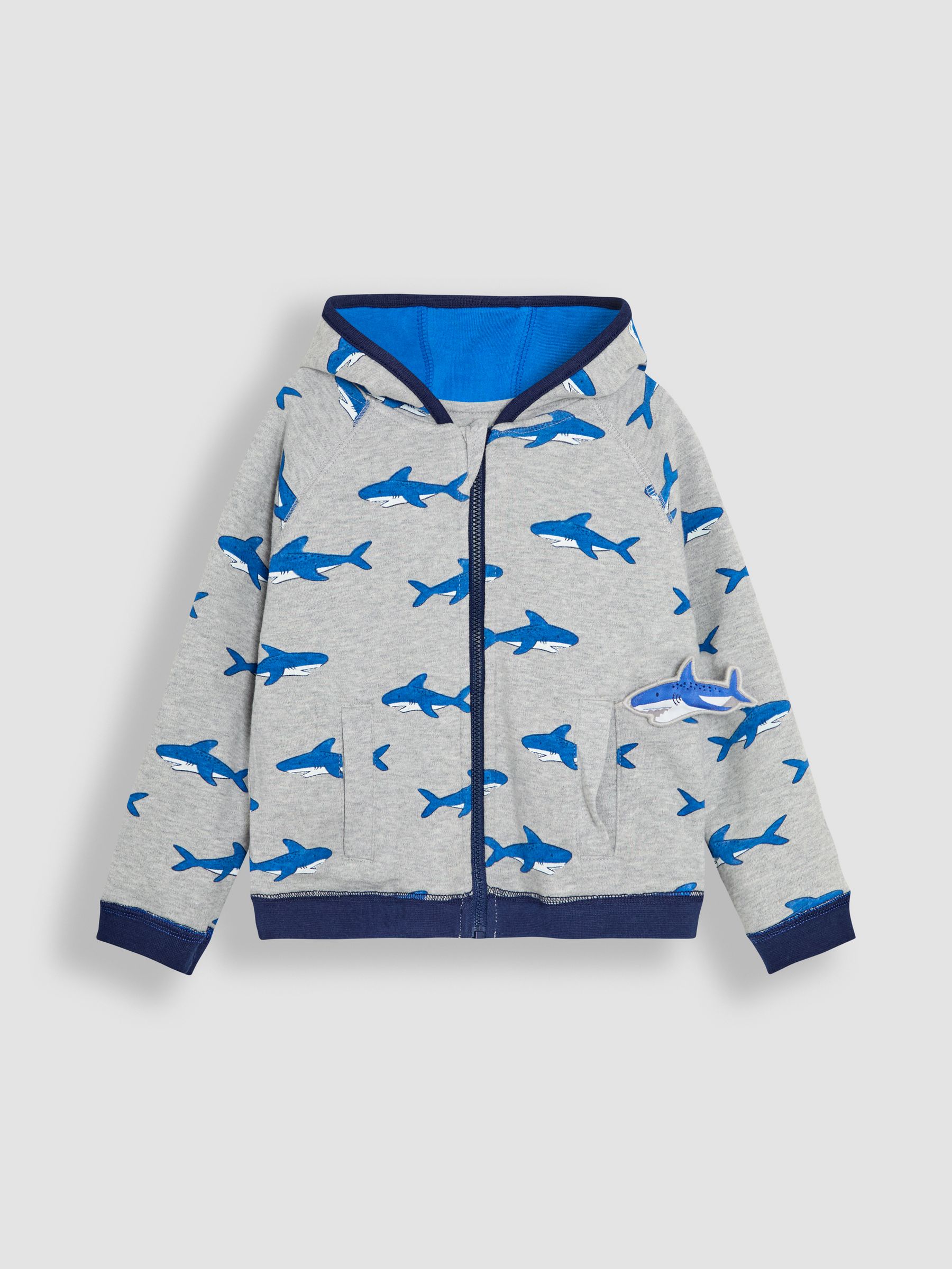 Grey Shark Appliqué Reversible Hoodie - Image 5 of 9