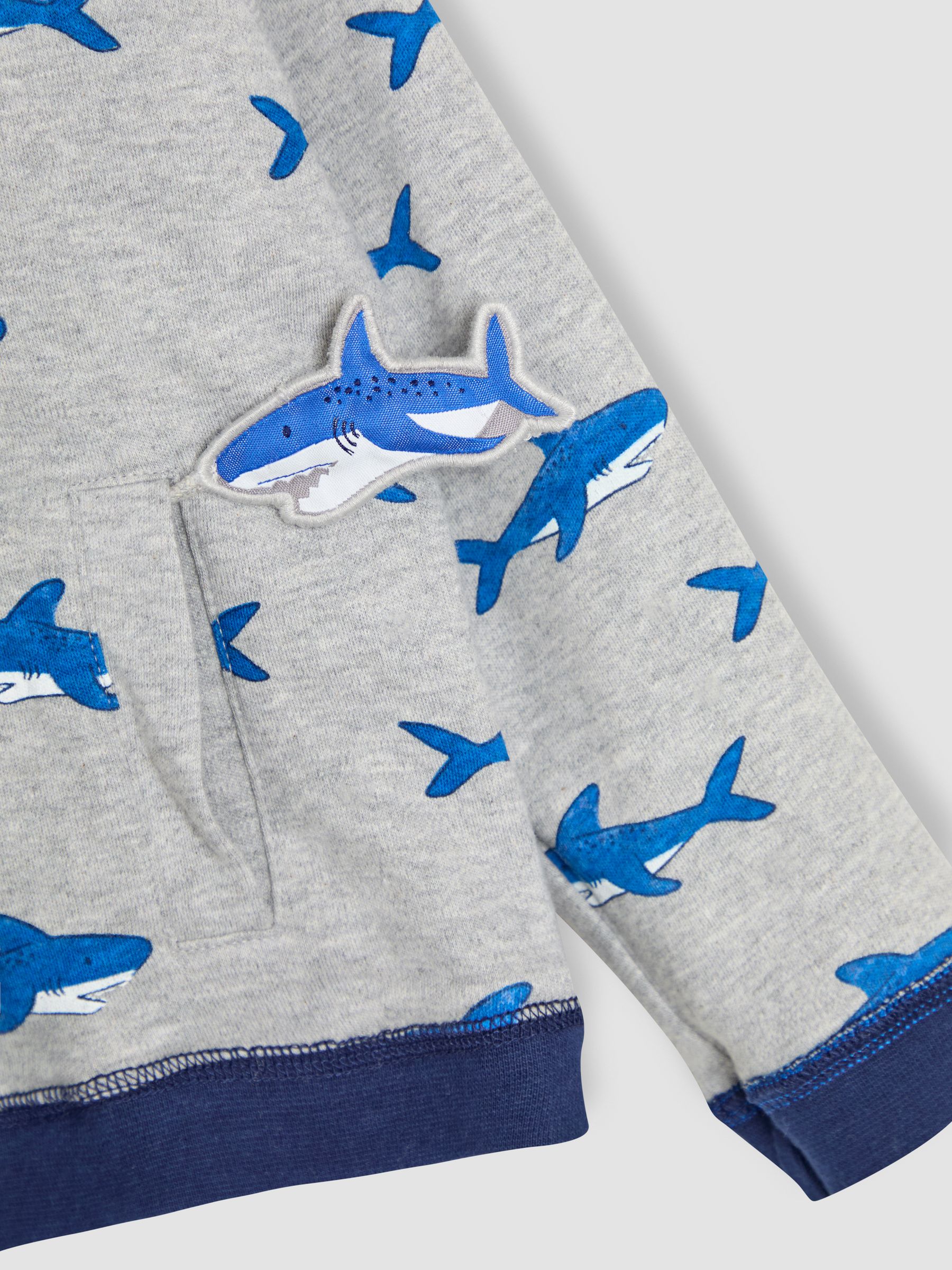 Grey Shark Appliqué Reversible Hoodie - Image 7 of 9
