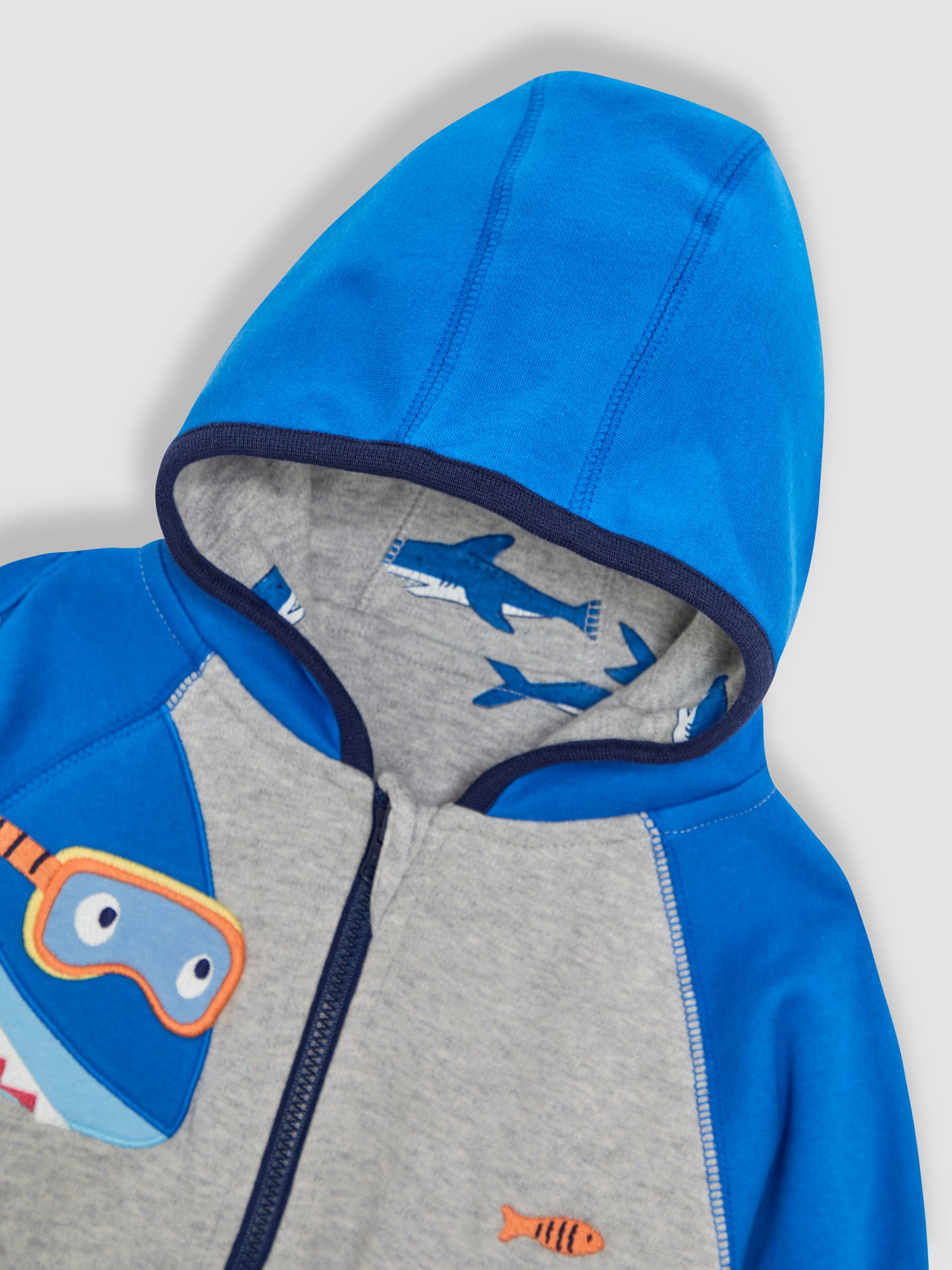 Grey Shark Appliqué Reversible Hoodie - Image 8 of 9