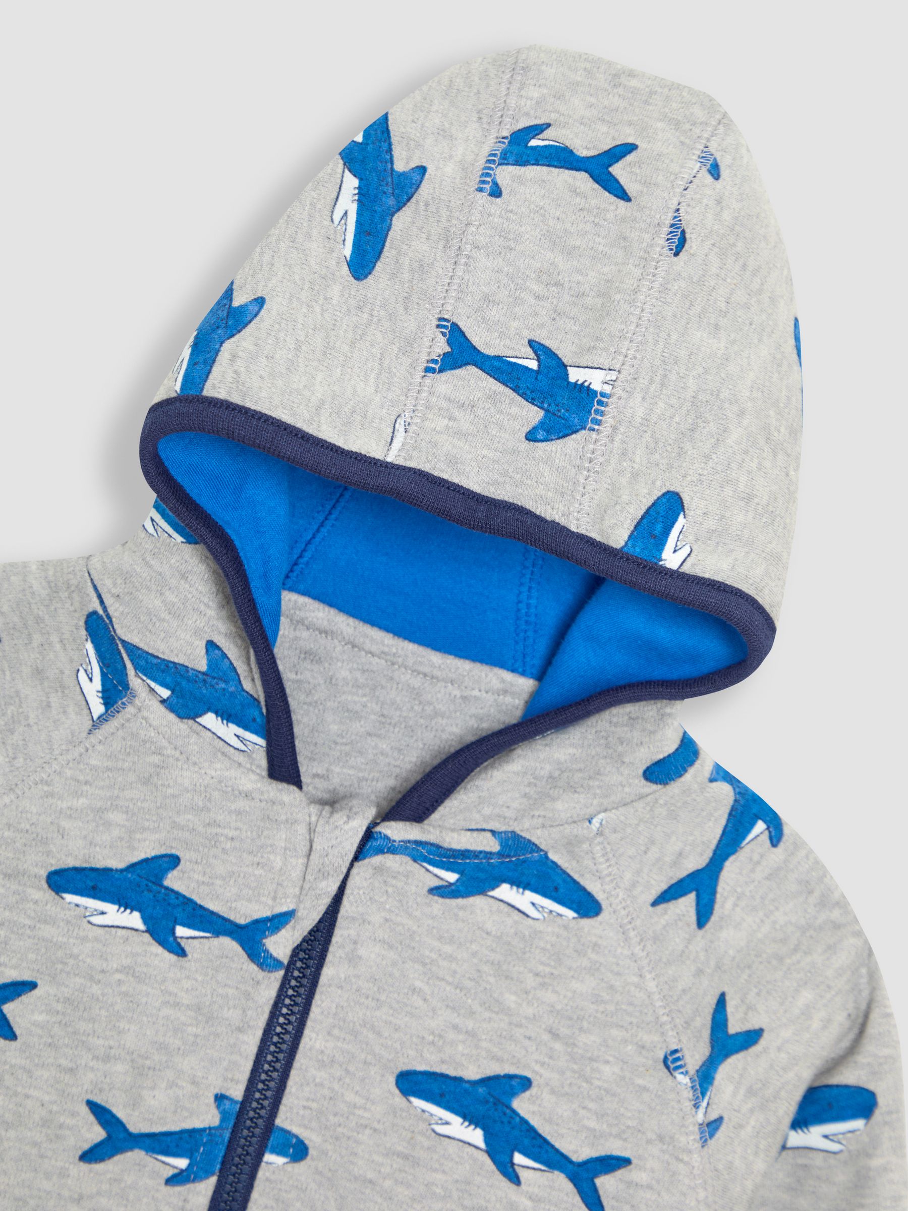 Grey Shark Appliqué Reversible Hoodie - Image 9 of 9