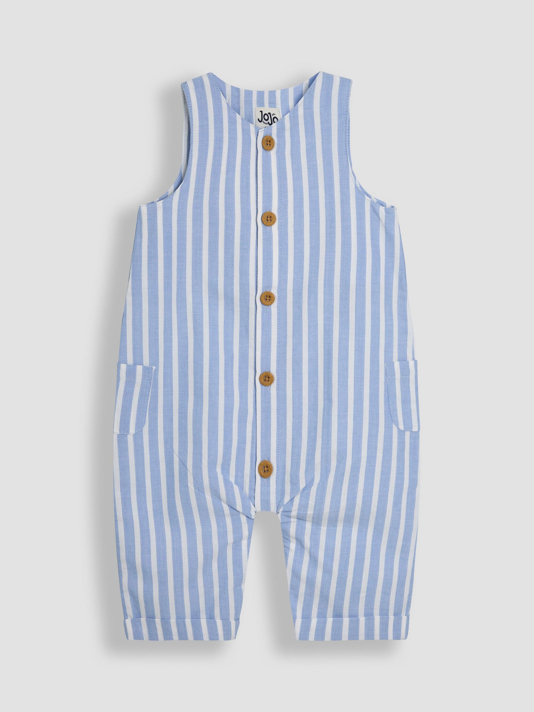Blue Stripe Button Front Romper - Image 1 of 3