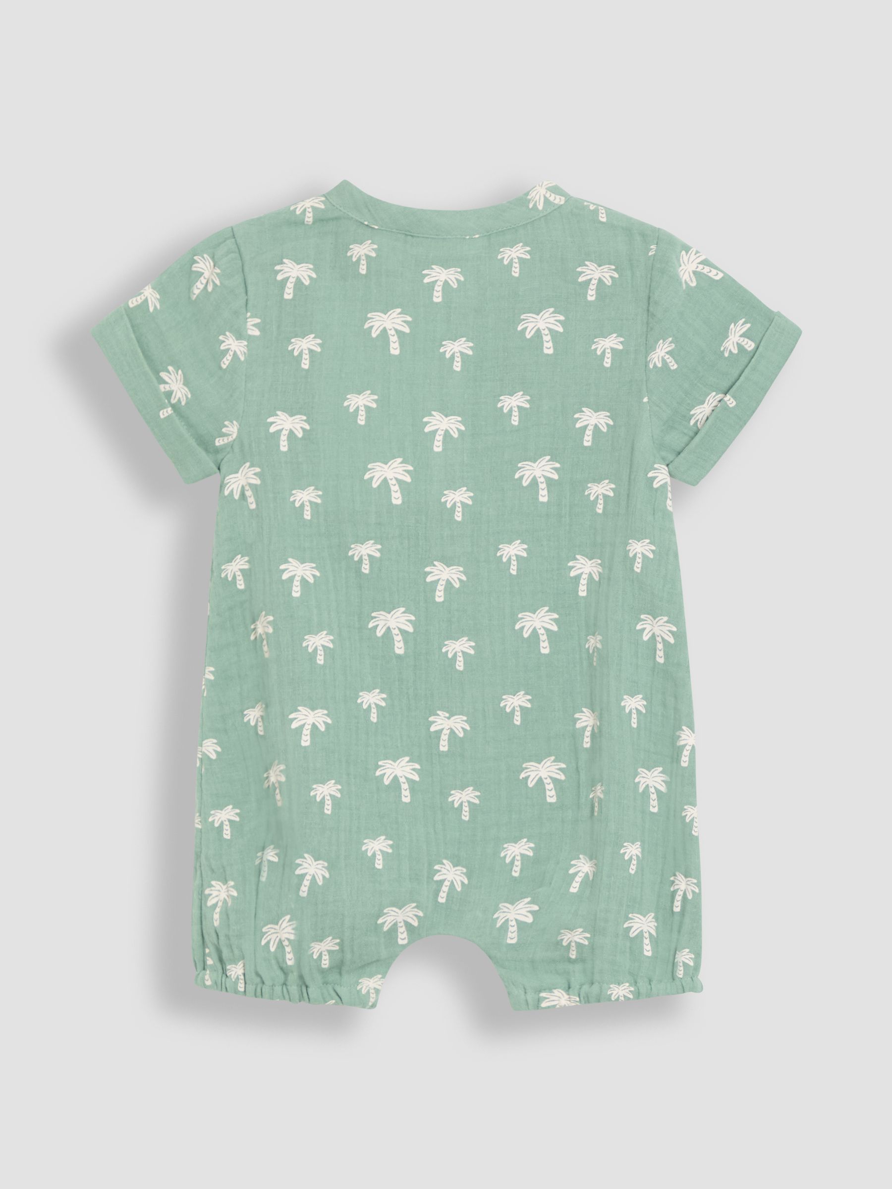 Khaki Green Palm Tree 2-Piece Cheesecloth Palm Tree Romper & Hat Set - Image 3 of 5