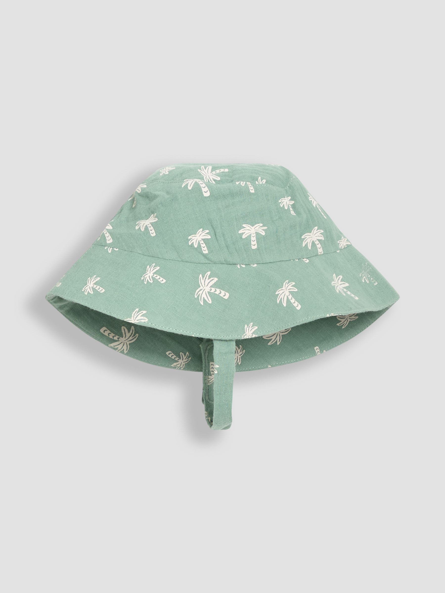 Khaki Green Palm Tree 2-Piece Cheesecloth Palm Tree Romper & Hat Set - Image 4 of 5