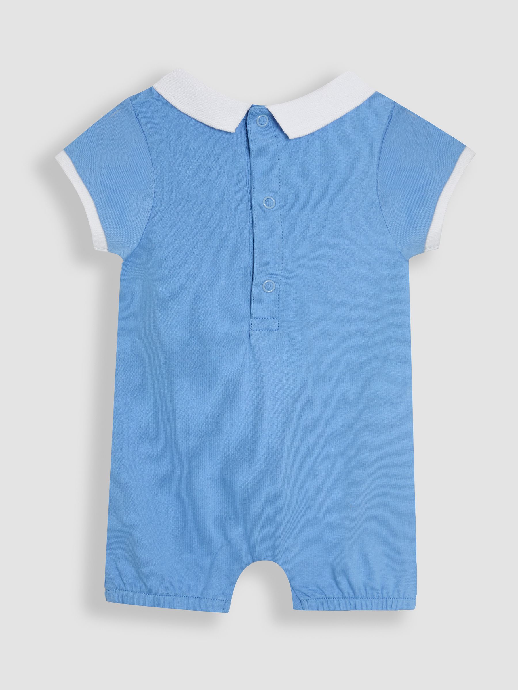 Blue Nautical Embroidered Smocked 100% Cotton Romper - Image 2 of 3
