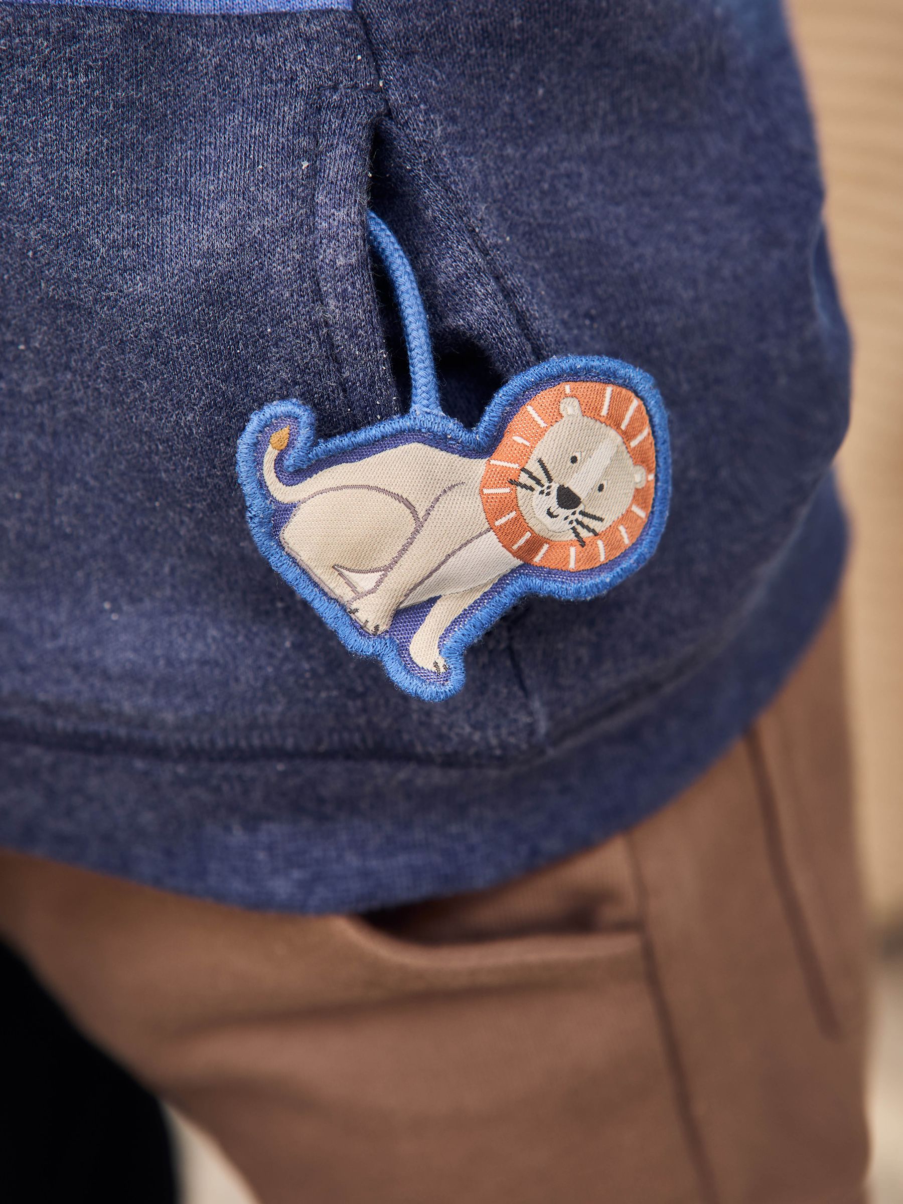 Denim Lion Appliqué Reversible Hoodie - Image 8 of 16