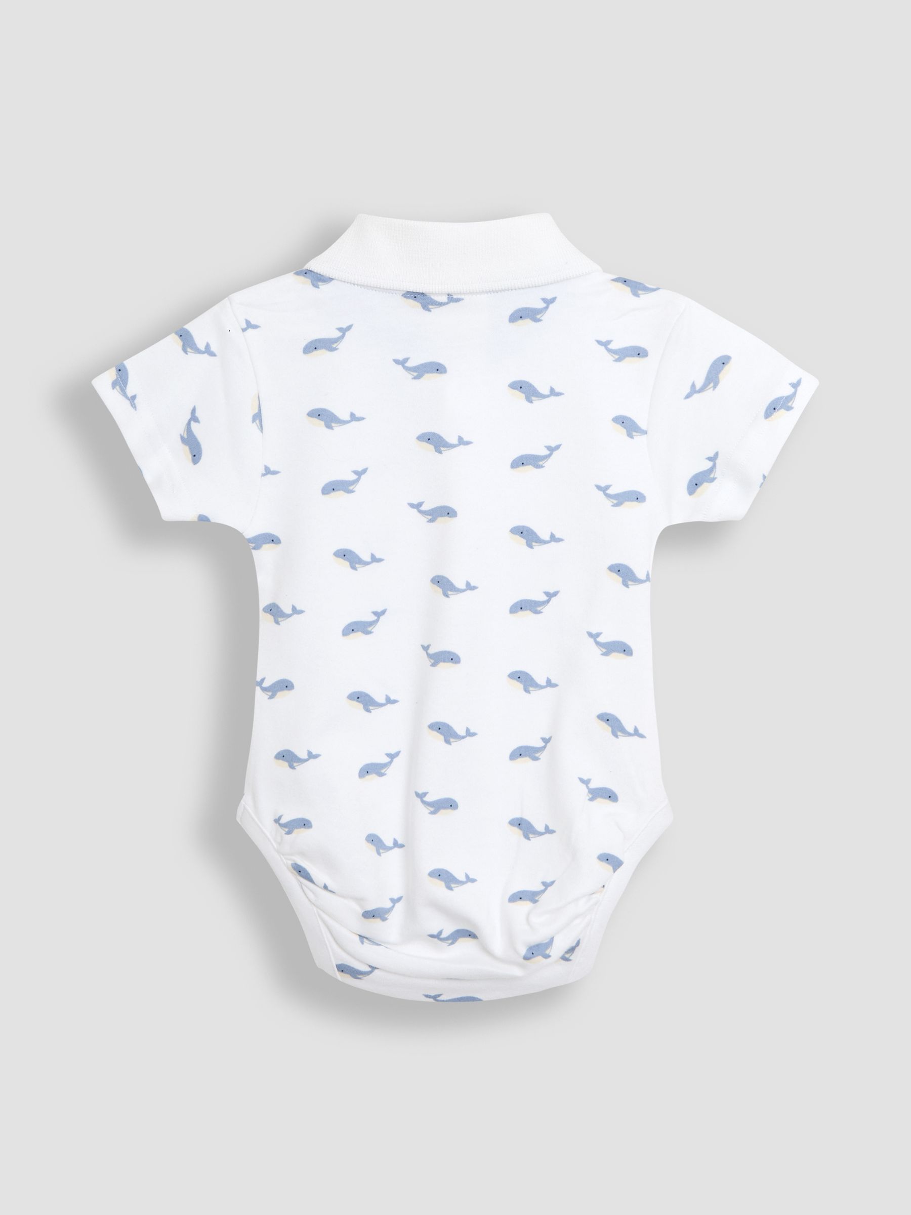 White Whale Print 100% Cotton Polo Shirt Bodysuit - Image 2 of 3
